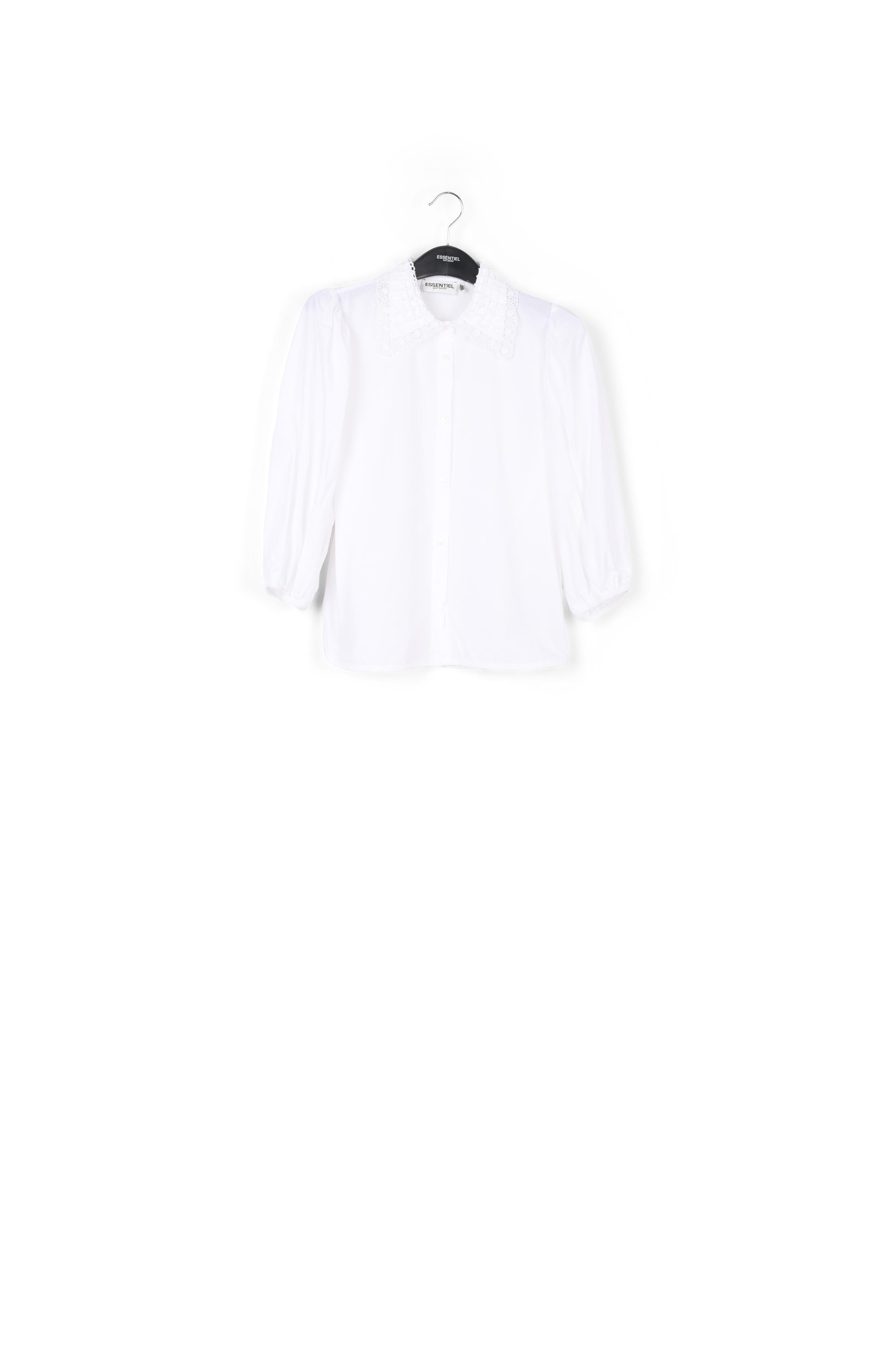 White cotton-poplin shirt with lace collar RE—SSENTIEL | Essentiel second hand