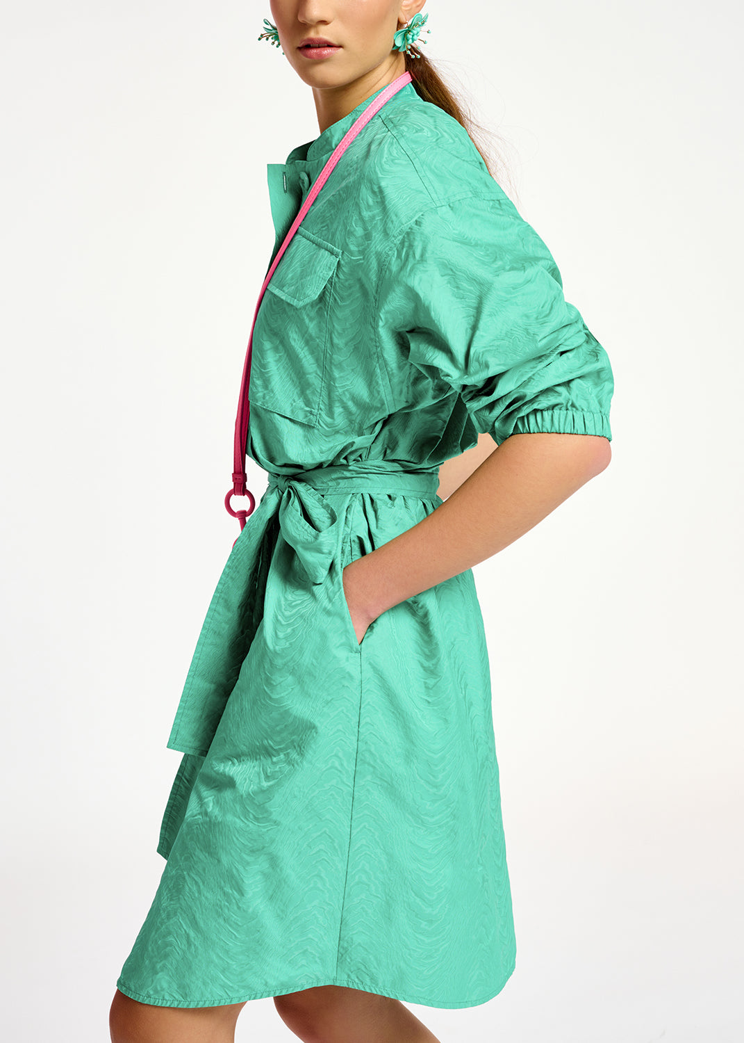 Turquoise jacquard shirt dress RE—SSENTIEL | Essentiel second hand