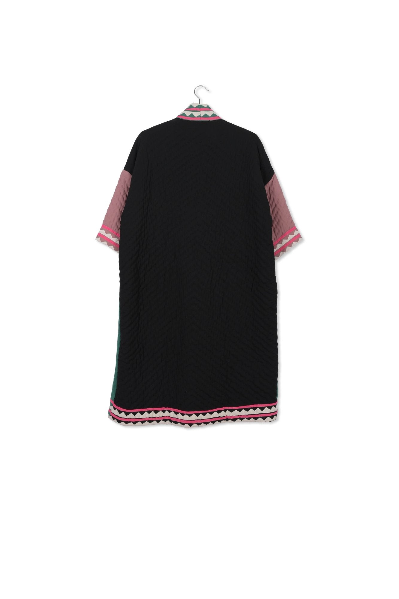 Dark green, mauve and neon pink quilted kimono RE—SSENTIEL | Essentiel second hand