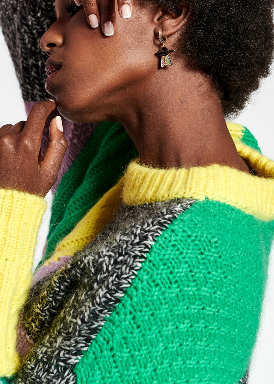 Pull patchwork en mohair mélangé RE—SSENTIEL | Essentiel second hand