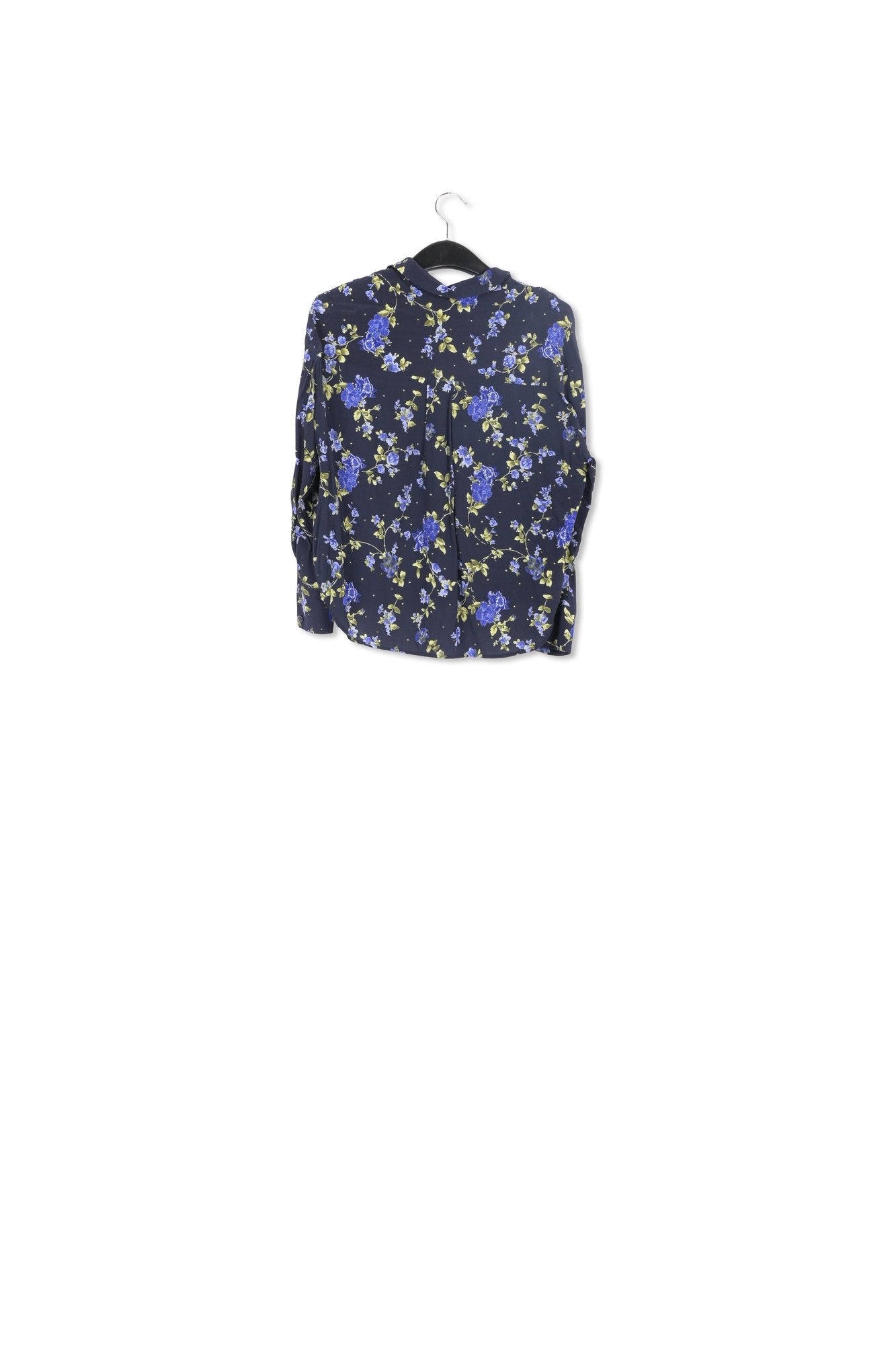 Dark bluefloral print shirt with rhinestones RE—SSENTIEL | Essentiel second hand