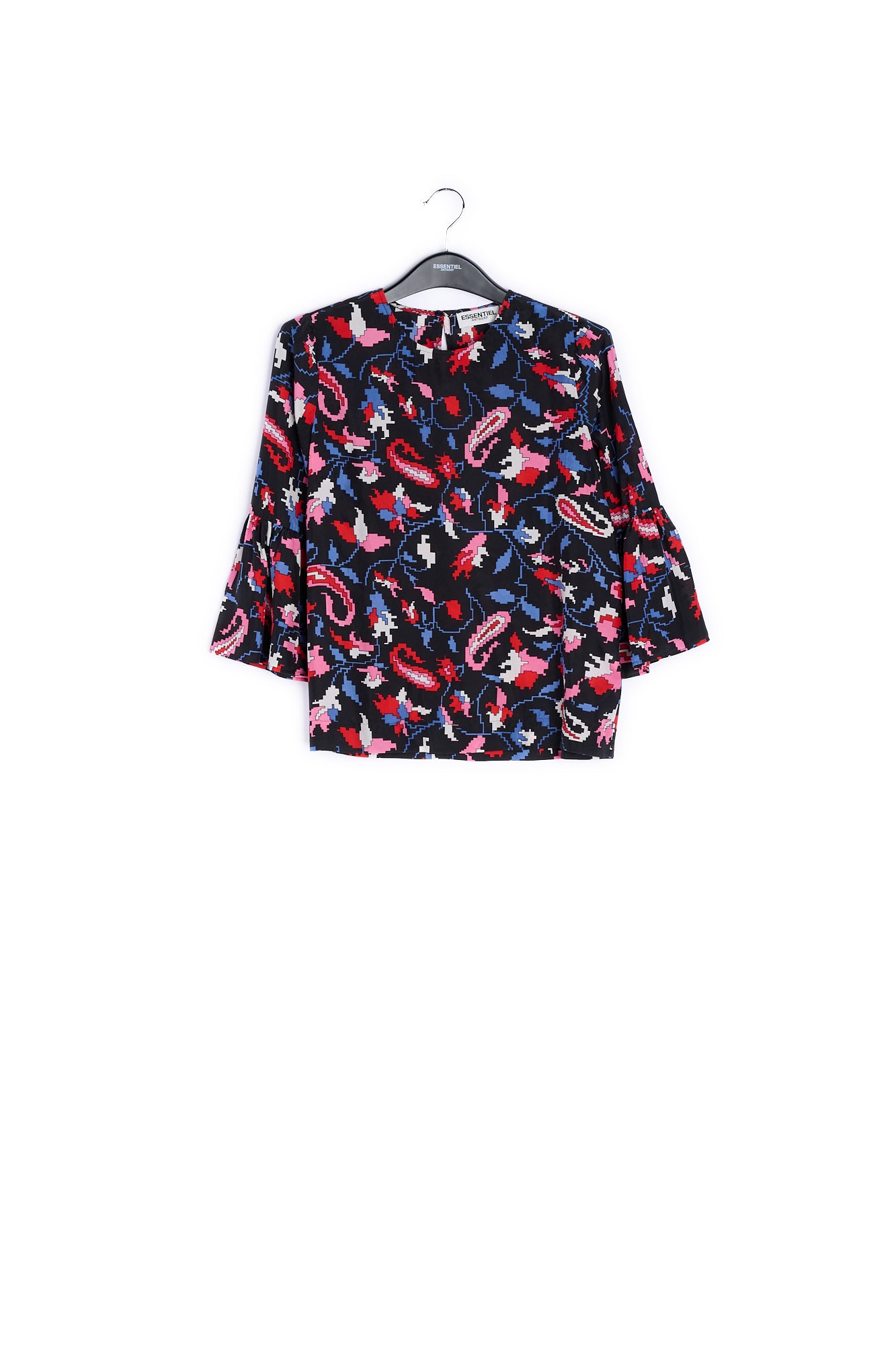 Blue silk Blouse with flower print RE—SSENTIEL | Essentiel second hand