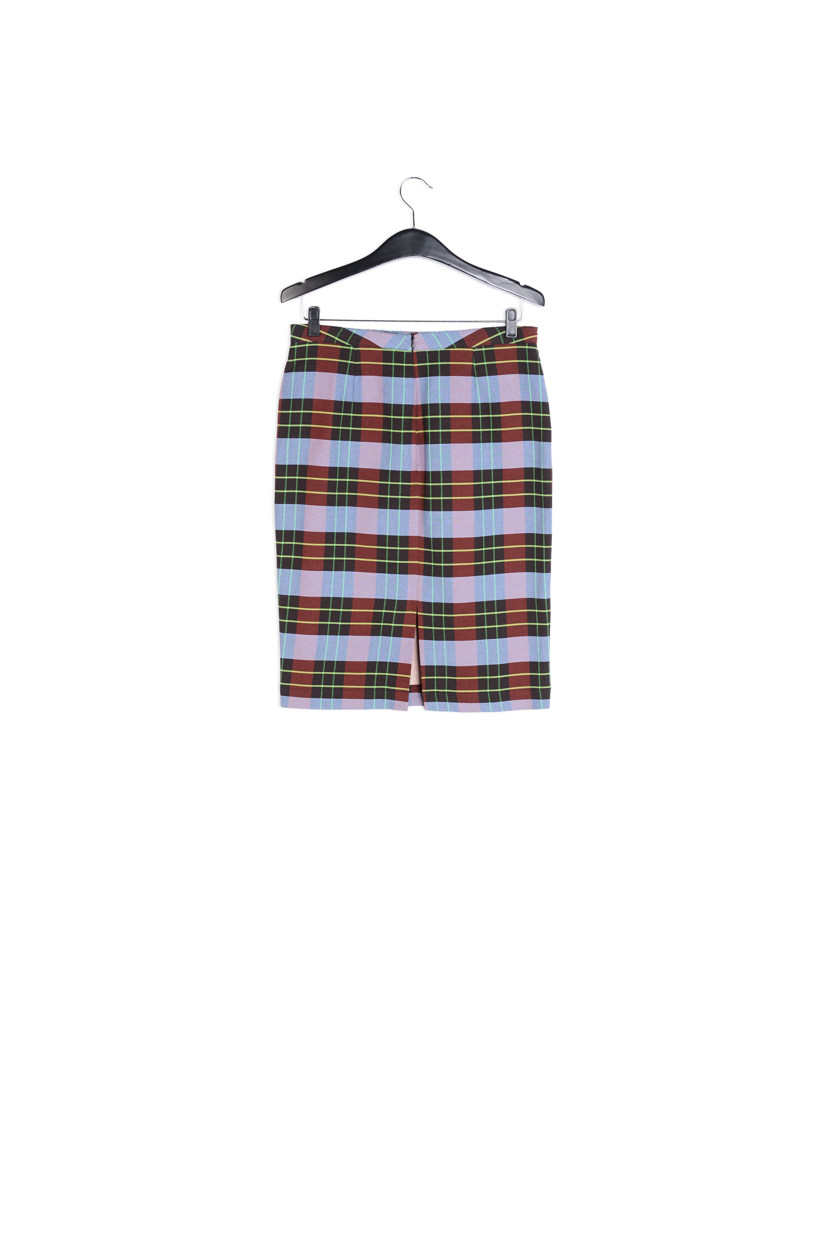 Light blue, burgundy and black plaid midi skirt RE—SSENTIEL | Essentiel second hand
