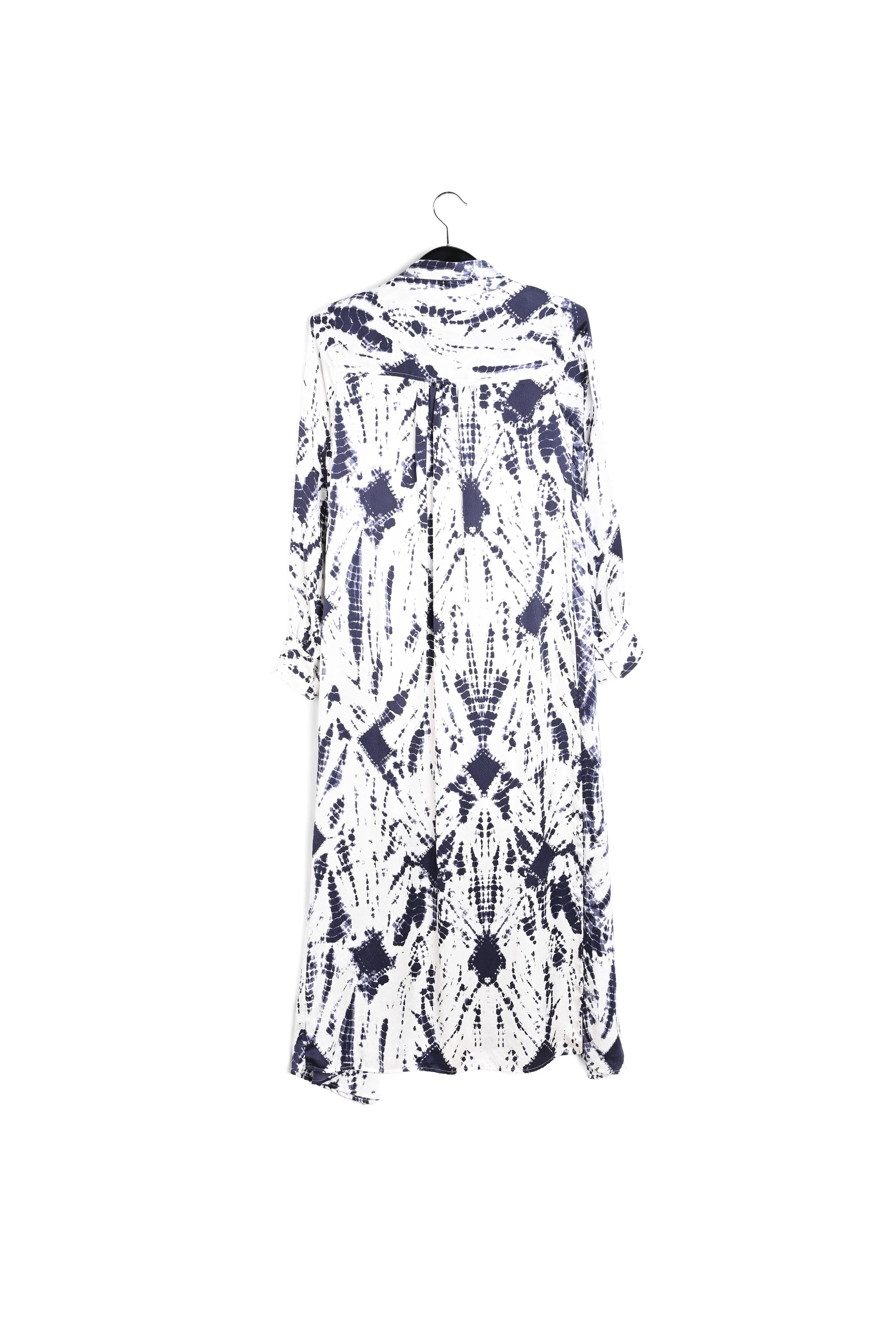 Gebroken witte en rode tie-dyed zijden hemdjurk RE—SSENTIEL | Essentiel second hand