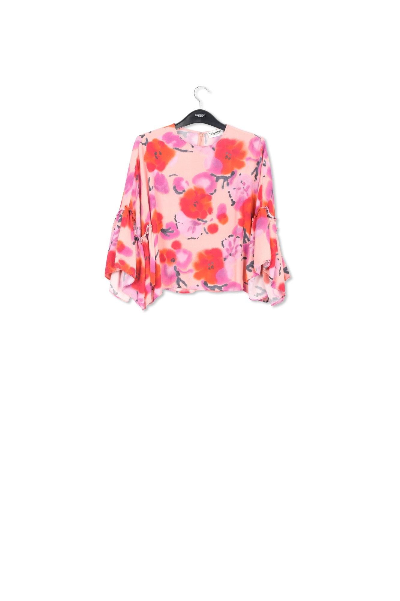 Lichtroze, rode en paarse bloementop met volant RE—SSENTIEL | Essentiel second hand