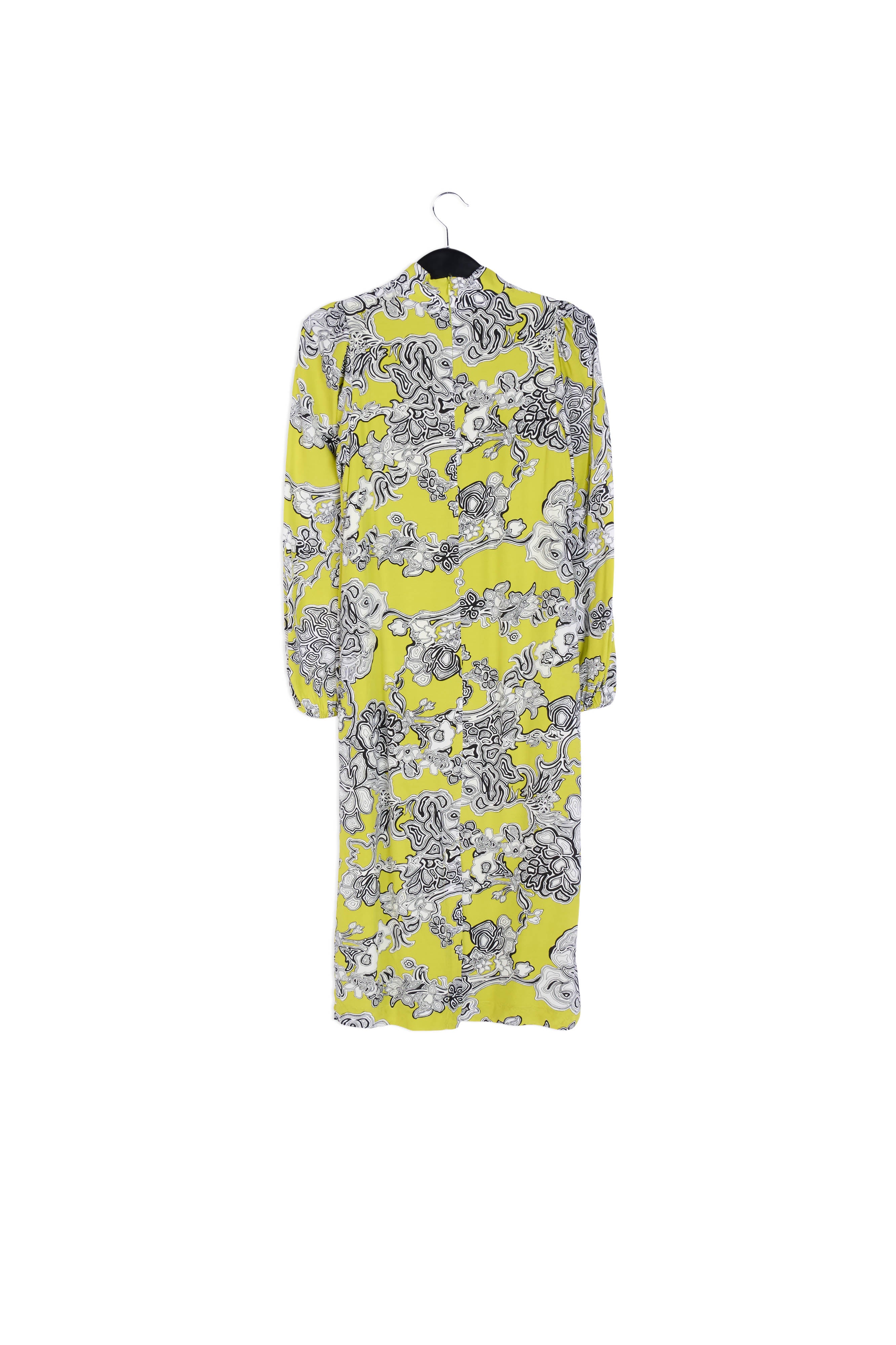 Lime green floral-print midi dress RE—SSENTIEL | Essentiel second hand