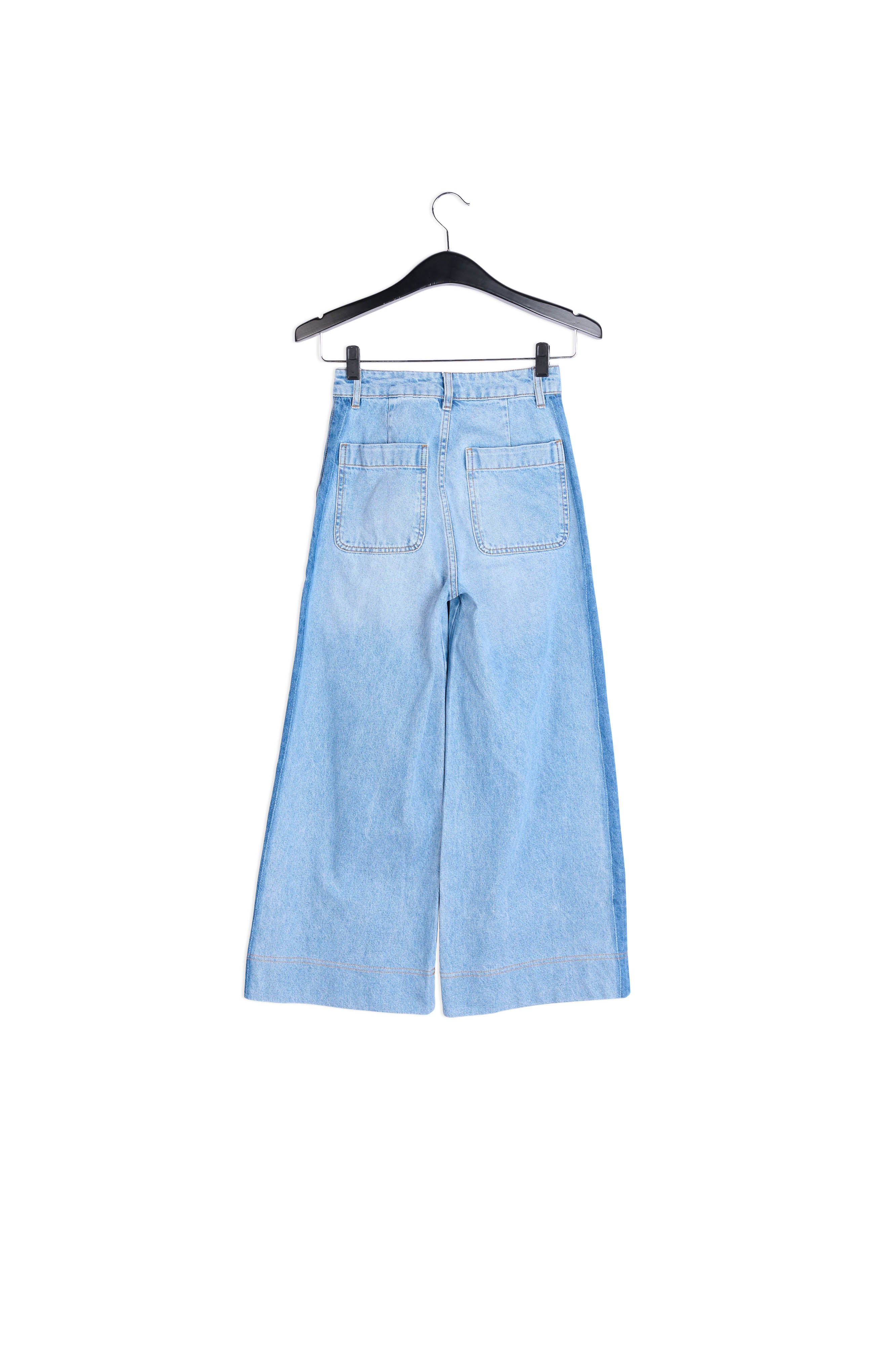 Stone washed blue wide jeans with side stripe RE—SSENTIEL | Essentiel second hand