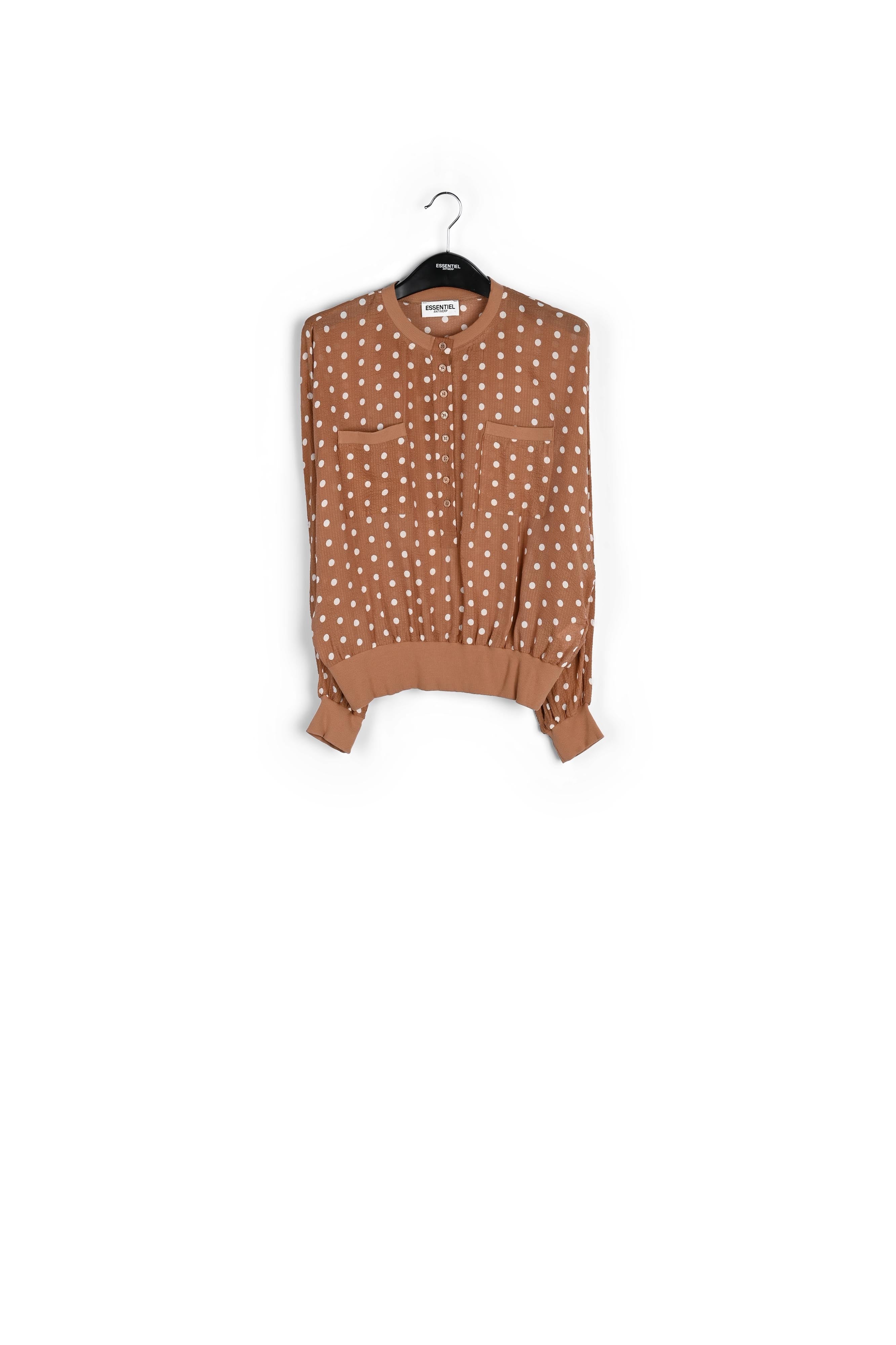 Bruin wijde top met witte stippen RE—SSENTIEL | Essentiel second hand