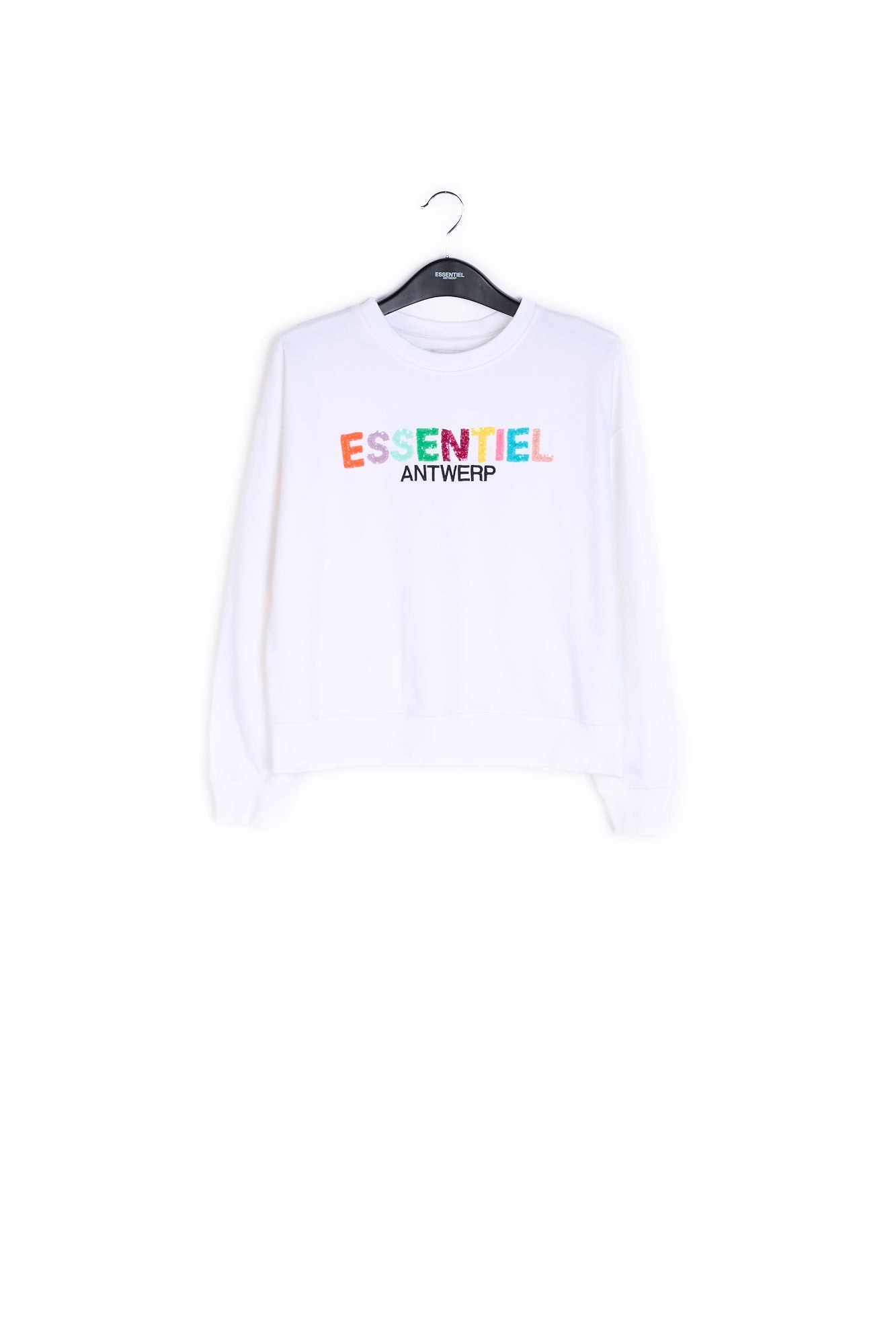 White sweatshirt with sequins and embroidery logo RE—SSENTIEL | Essentiel second hand