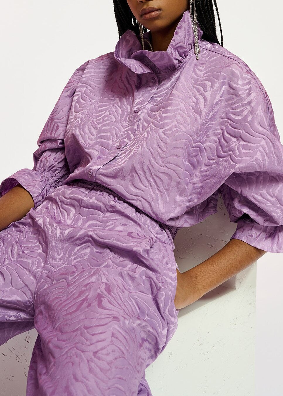 Lilac zebra jacquard shirt RE—SSENTIEL | Essentiel second hand