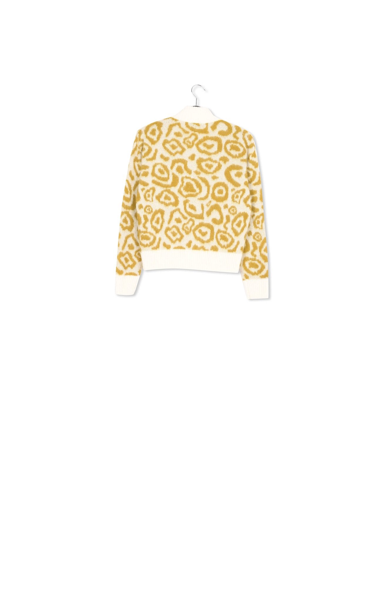 Ochre and off-white leopard-print knit sweater RE—SSENTIEL | Essentiel second hand