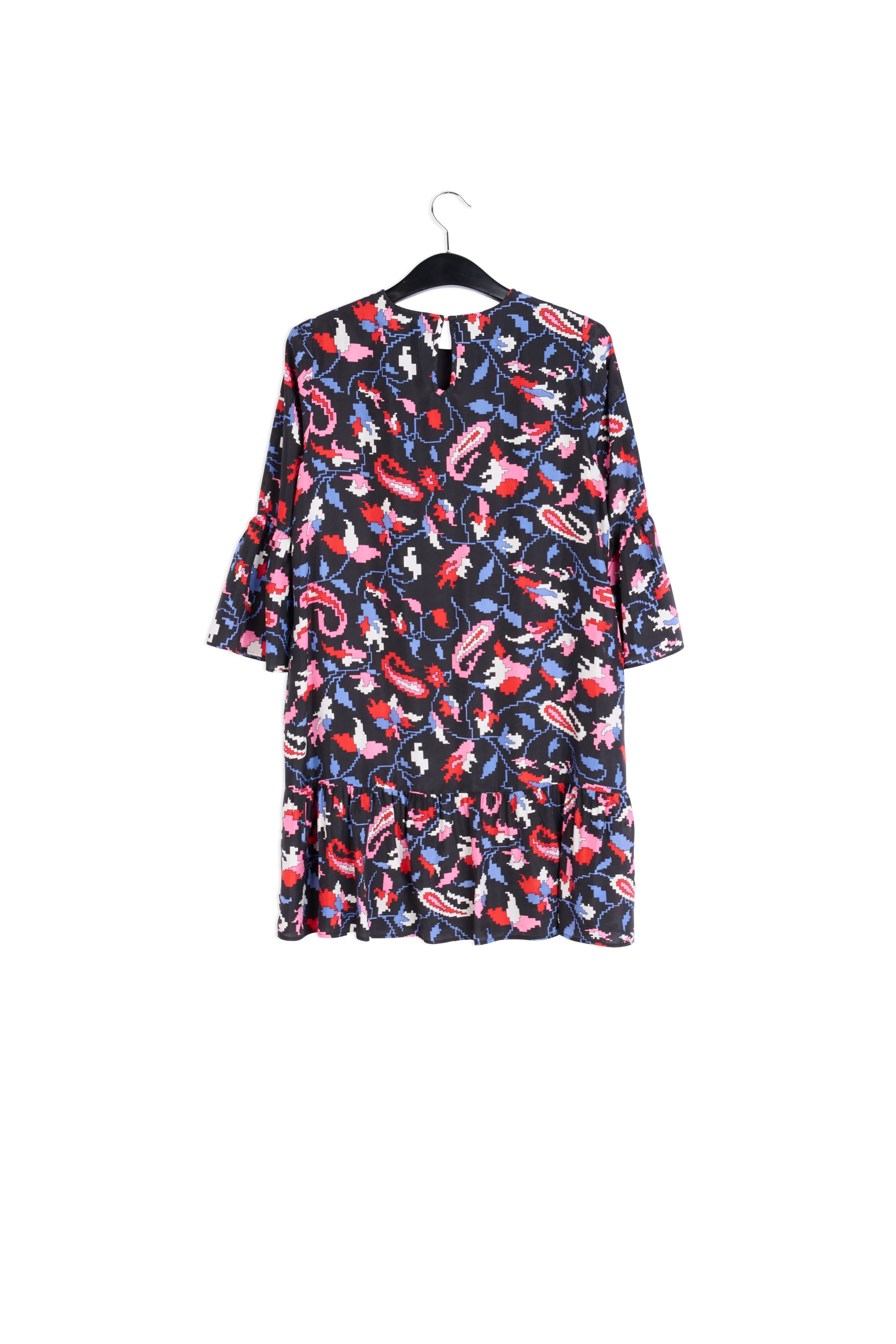 Brown silk dress with flower print RE—SSENTIEL | Essentiel second hand