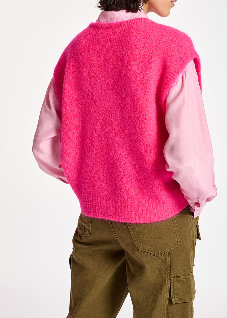 Cardigan sans manches en mohair mélangé rose néon RE—SSENTIEL | Essentiel second hand