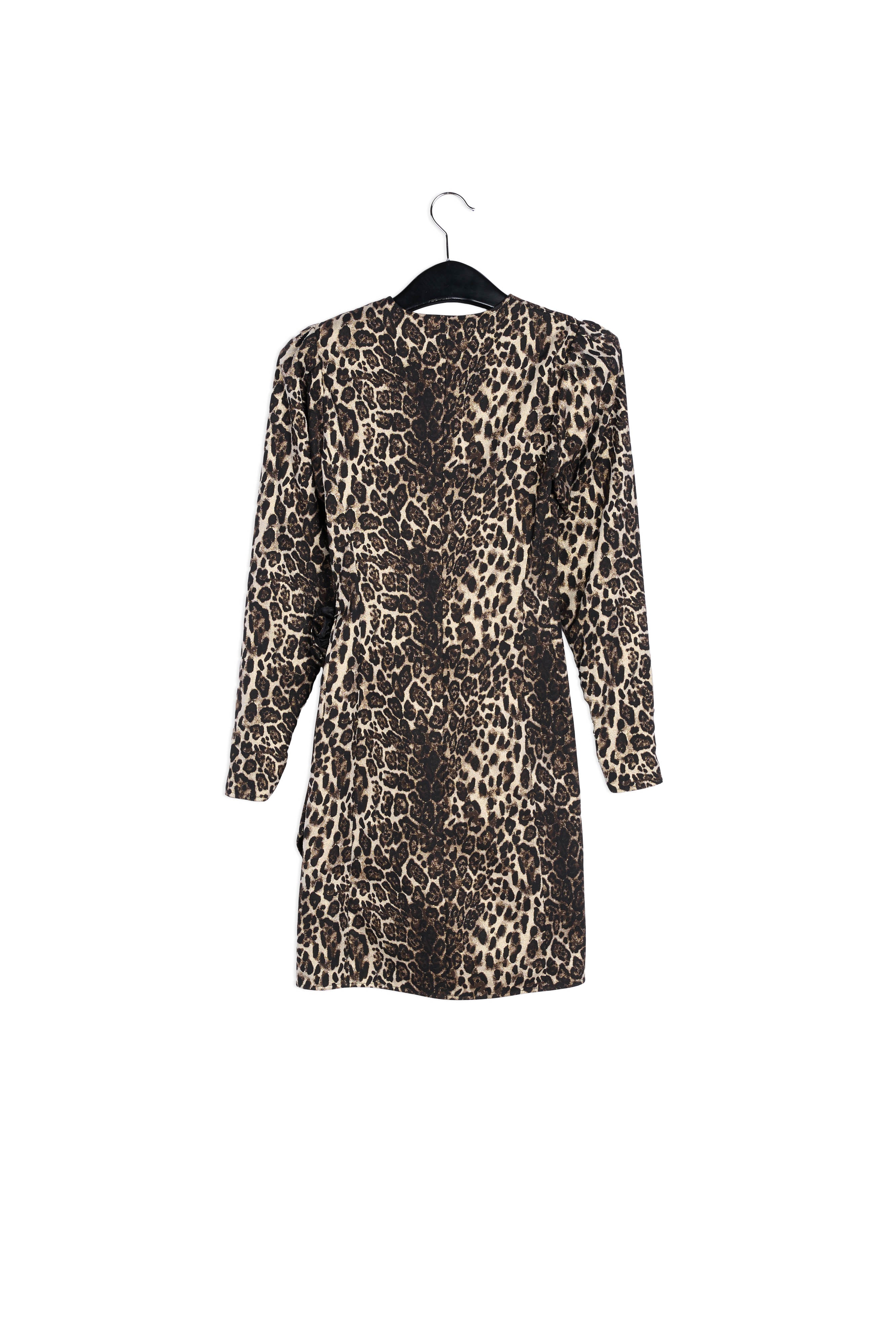 Asymmetrische mini-wikkeljurk met luipaardprint RE—SSENTIEL | Essentiel second hand