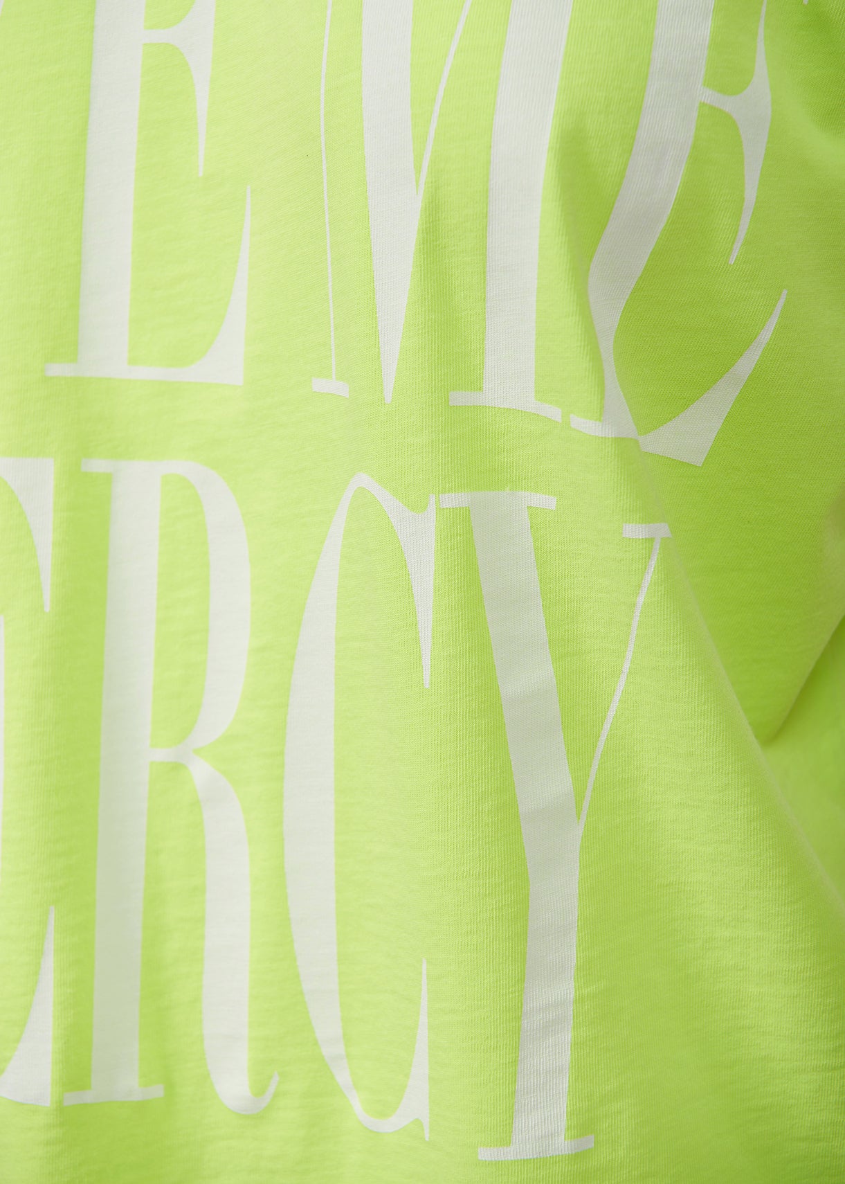 Neon yellow organic cotton T-shirt with text print RE—SSENTIEL | Essentiel second hand