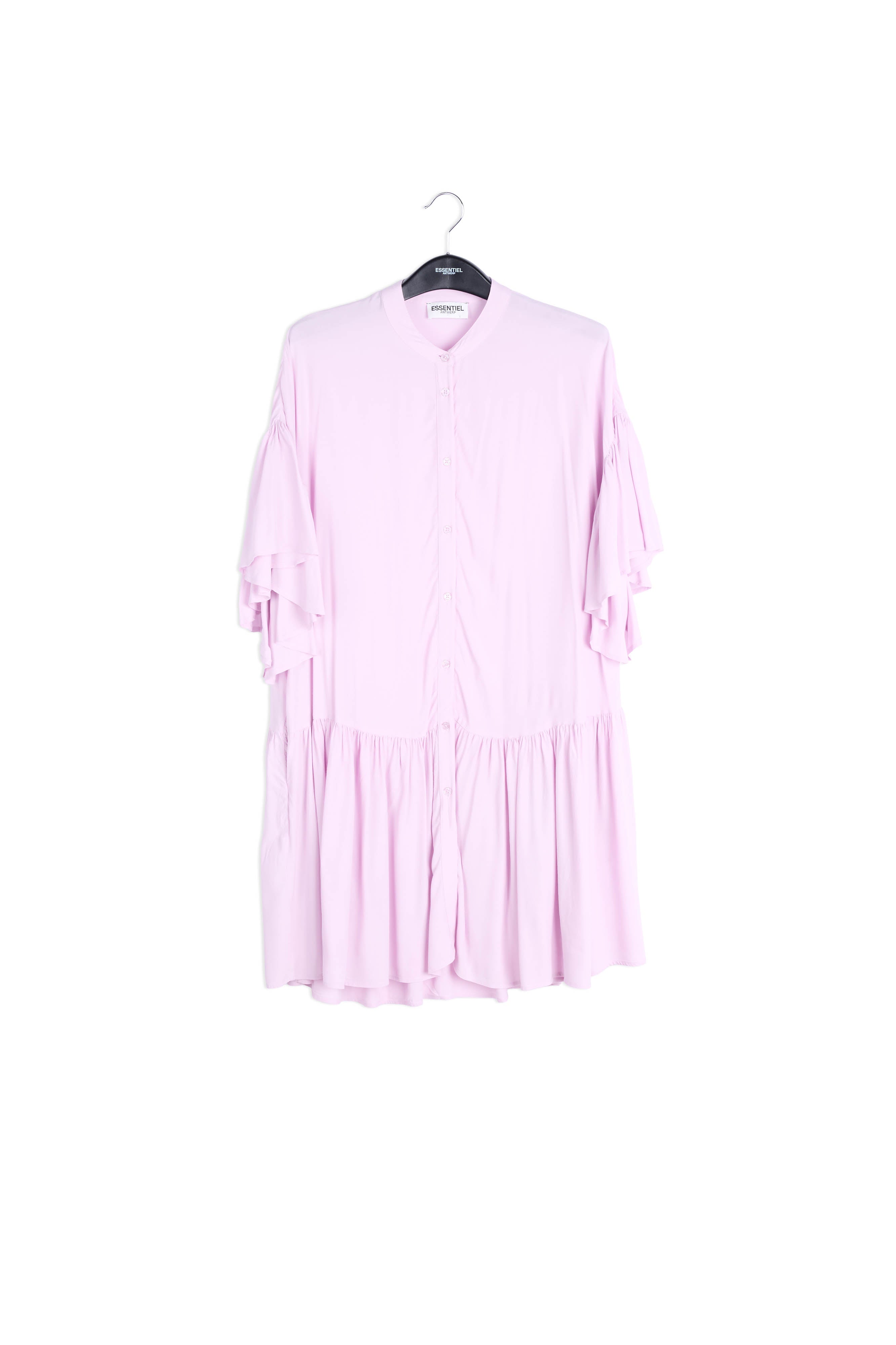Lilac mini dress with ruffled sleeves RE—SSENTIEL | Essentiel second hand