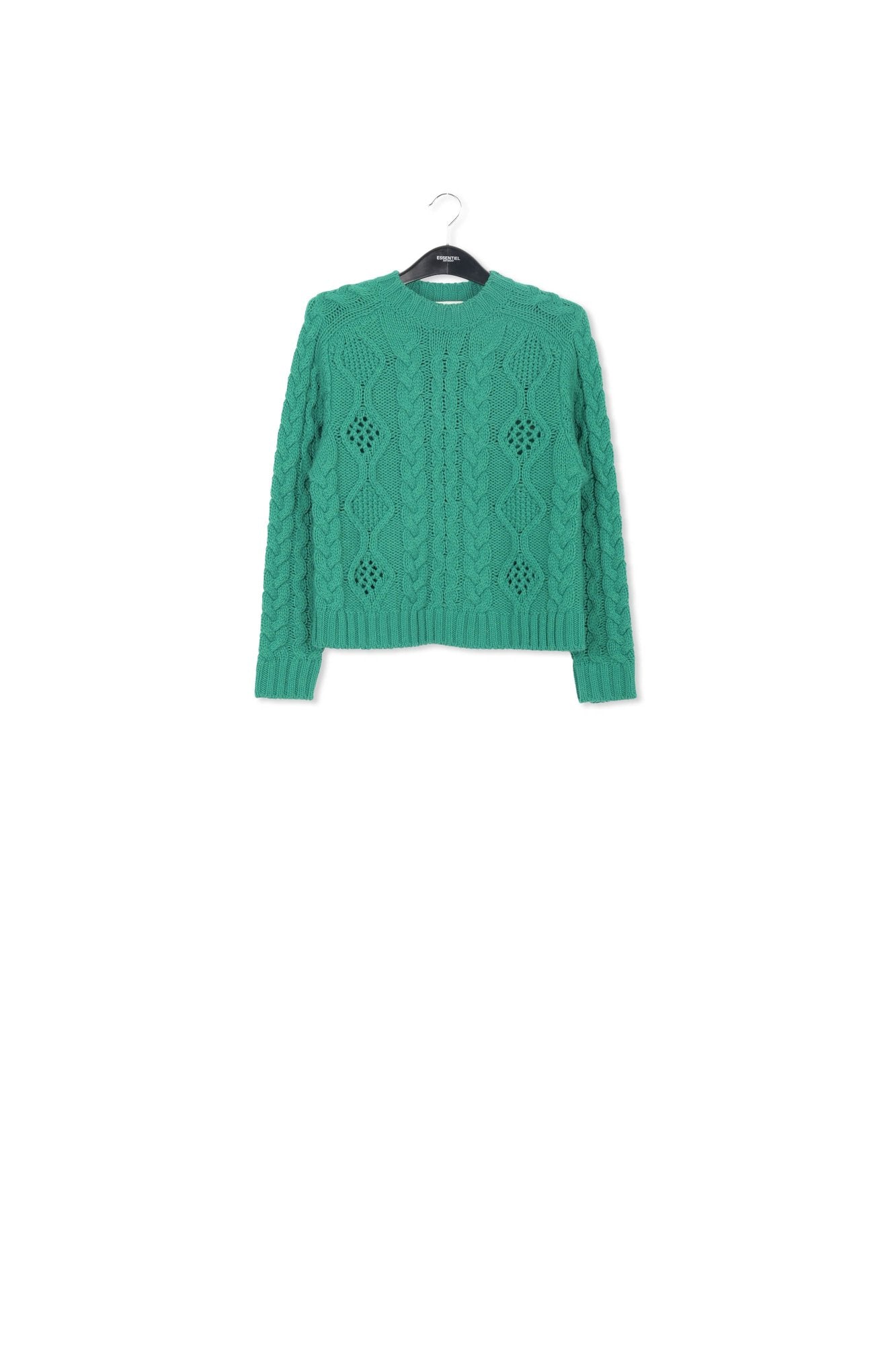 Pull vert en tricot torsadé RE—SSENTIEL | Essentiel second hand