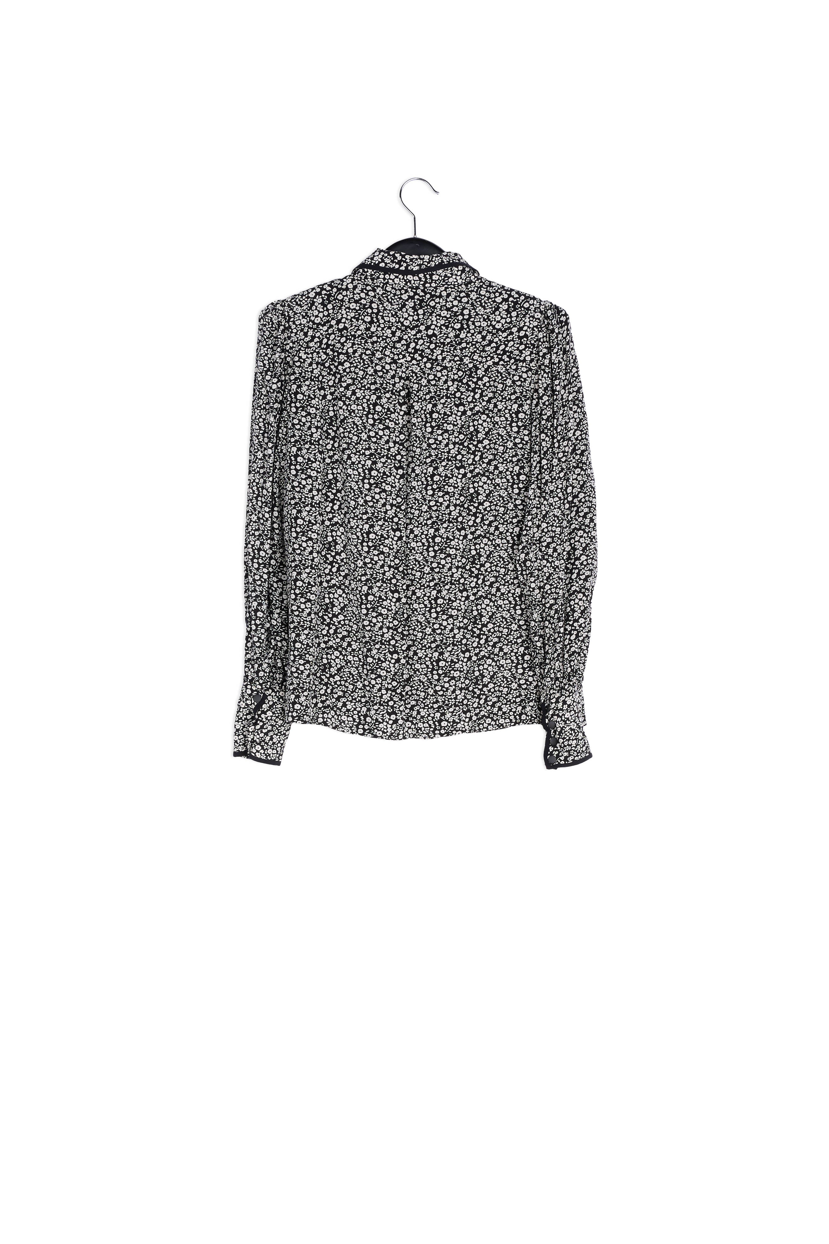 Zwart en wit overhemd met sierkraag RE—SSENTIEL | Essentiel second hand