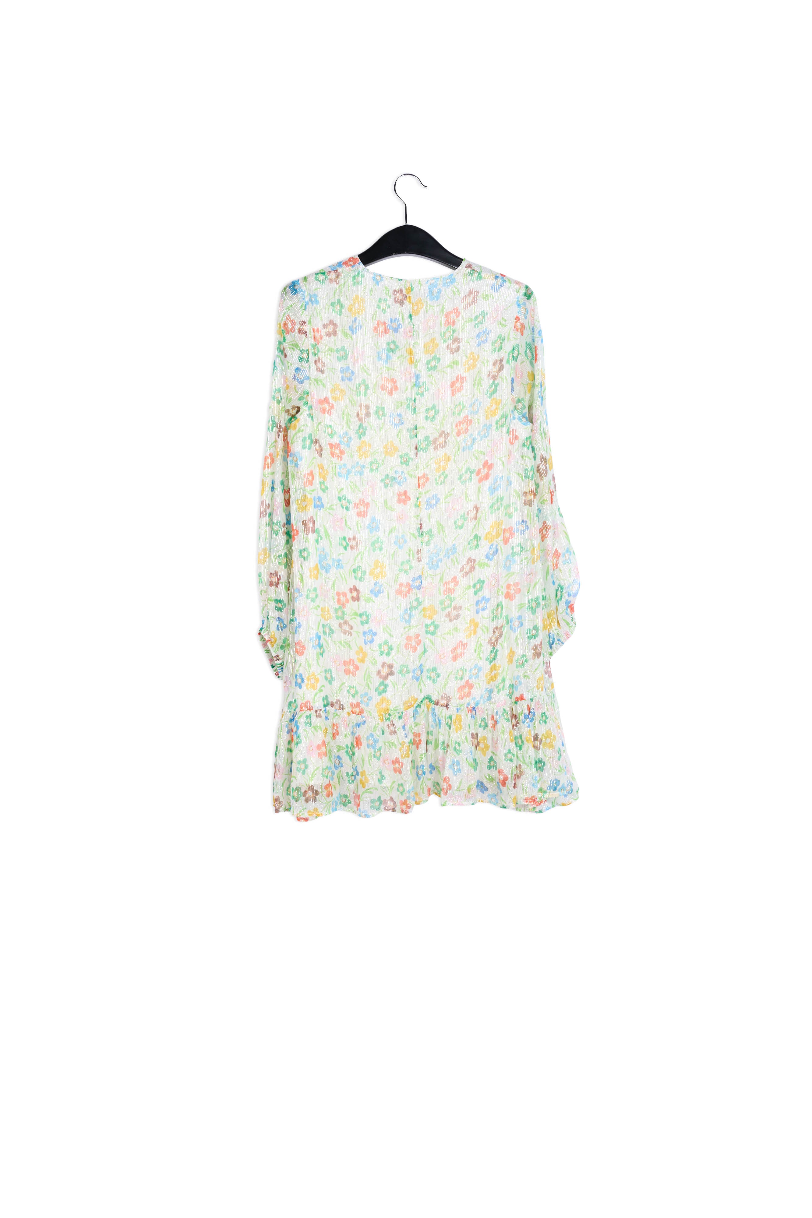 Off-white floral print dress with flared hem RE—SSENTIEL | Essentiel second hand