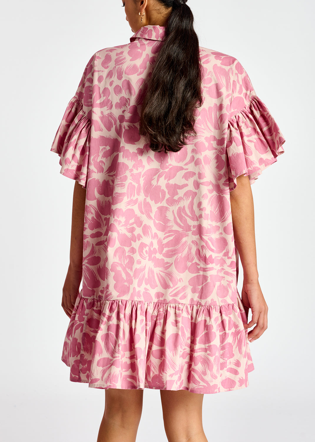 Light pink and lilac floral-print a-line mini dress RE—SSENTIEL | Essentiel second hand