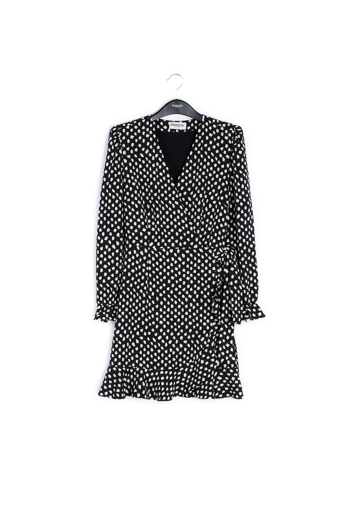 Mini robe cache-cœur noire à pois RE—SSENTIEL | Essentiel second hand