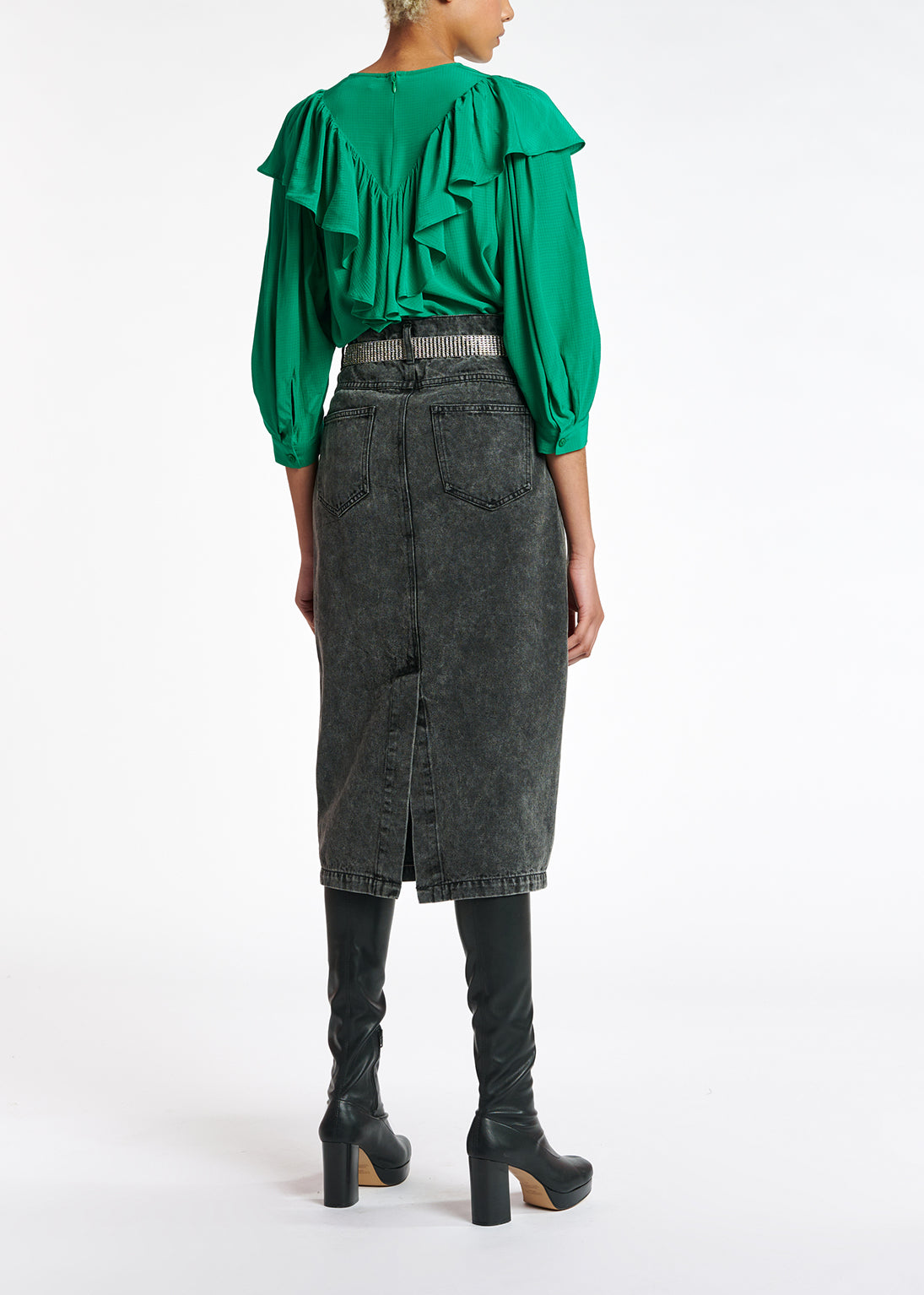 Top fluide vert avec volants RE—SSENTIEL | Essentiel second hand