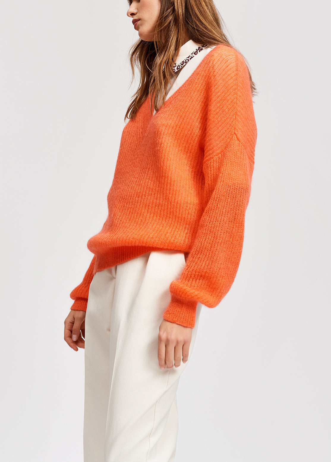 Yellow mohair blend v-neck sweater RE—SSENTIEL | Essentiel second hand