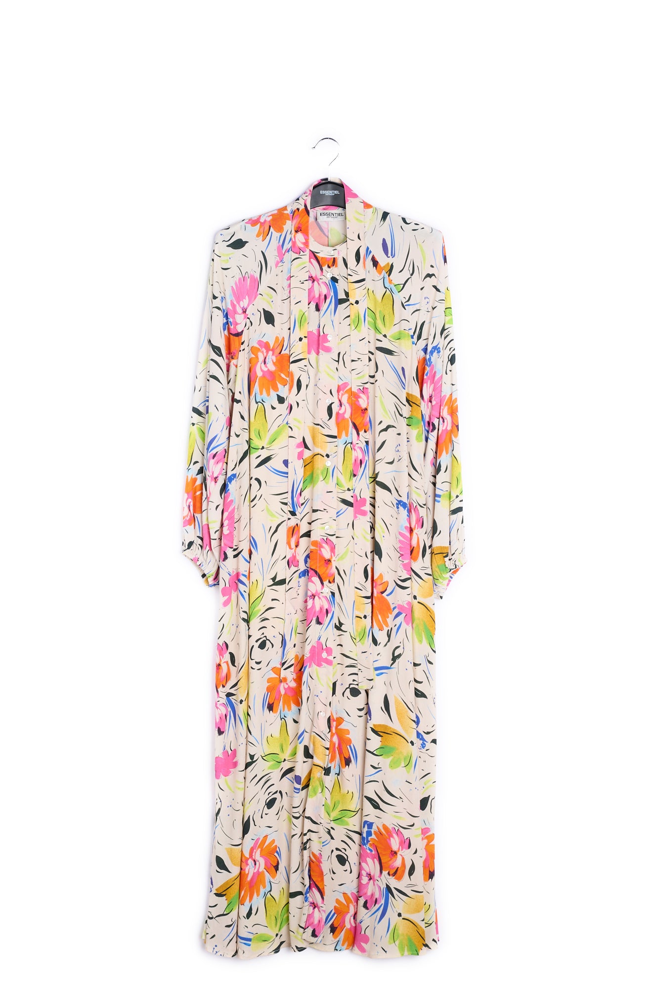 Off-white floral print maxi dress RE—SSENTIEL | Essentiel second hand