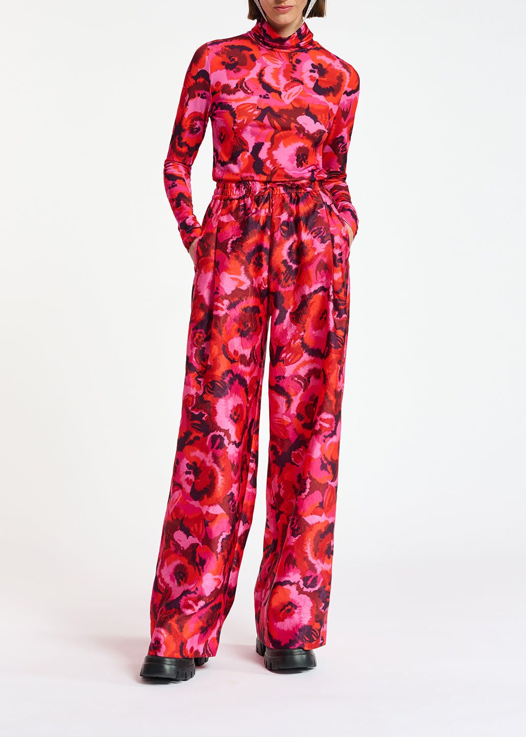 Pink, red and purple floral-jacquard pants RE—SSENTIEL | Essentiel second hand