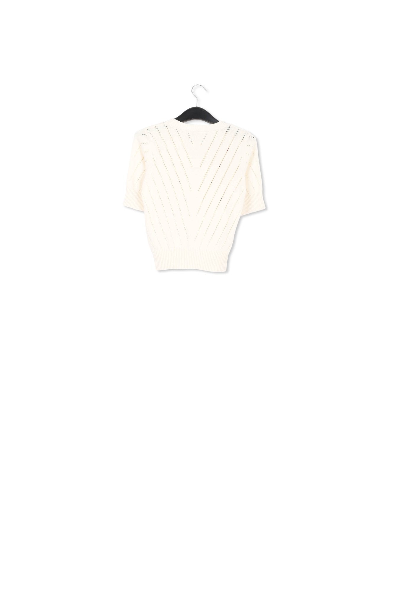 Ecru pointelle-knitted sweater with embroideries RE—SSENTIEL | Essentiel second hand