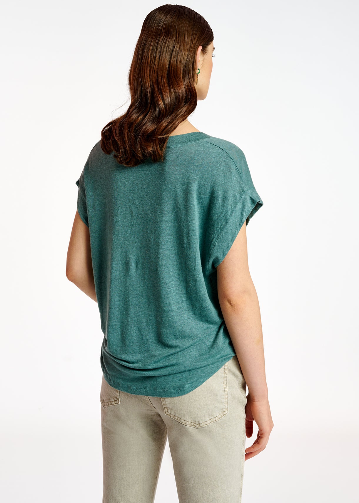 Blue linen V-neck T-shirt RE—SSENTIEL | Essentiel second hand