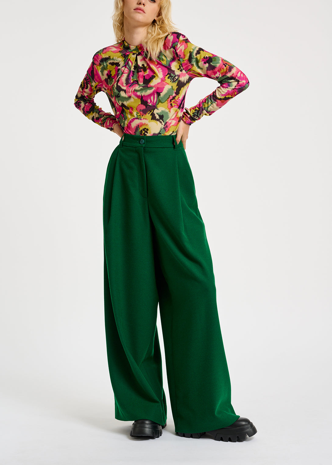 Multicolor floral-print mock neck top RE—SSENTIEL | Essentiel second hand