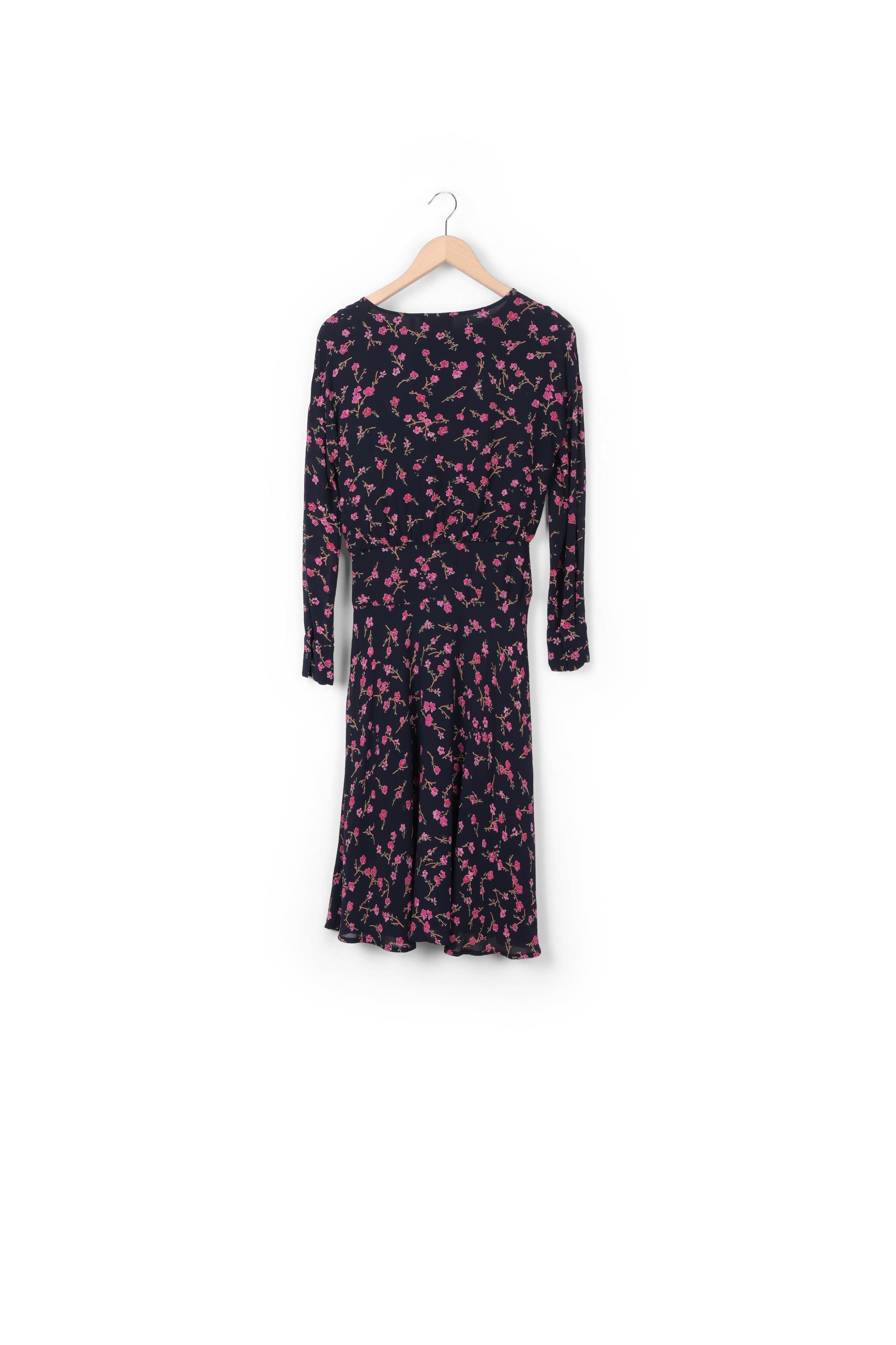 Dark blue cherry blossom print dress RE—SSENTIEL | Essentiel second hand