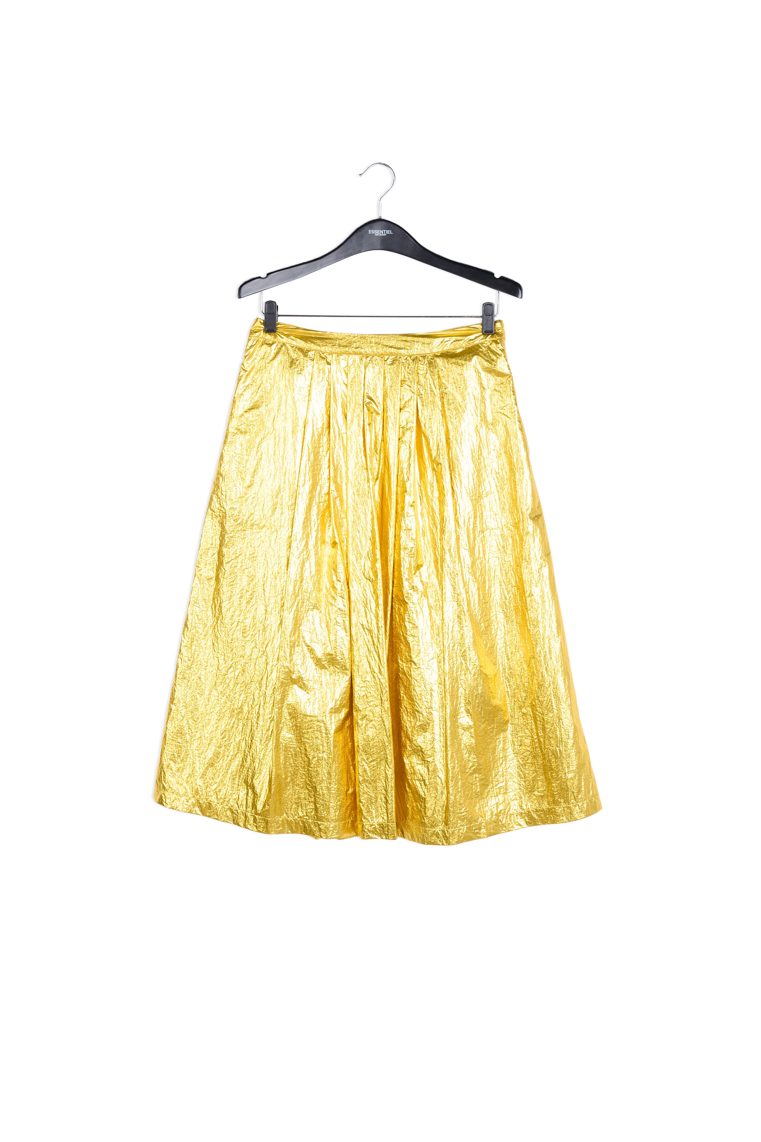 Gold metallic foil pleated midi skirt RE—SSENTIEL | Essentiel second hand