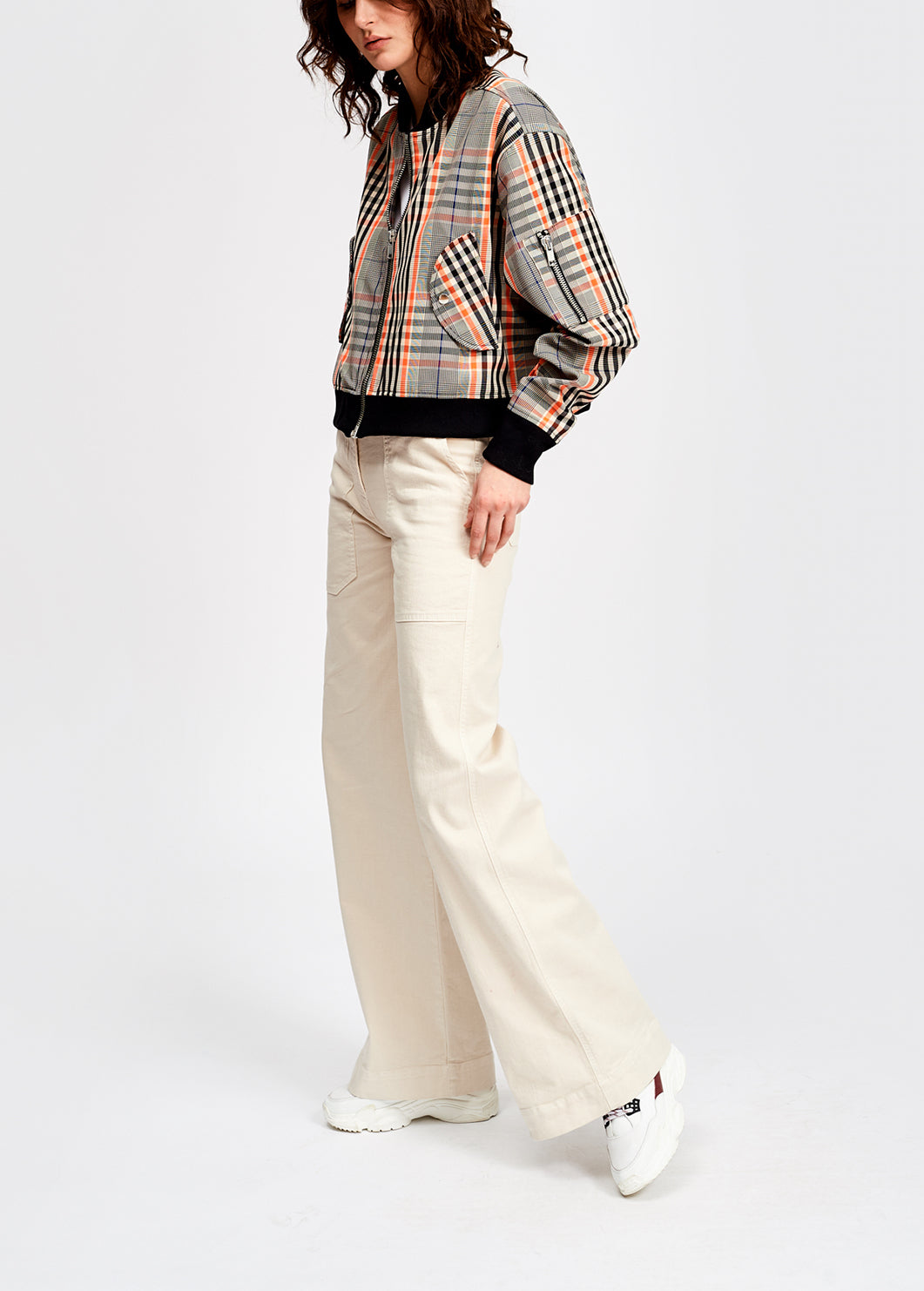 Black and orange plaid bomber jacket RE—SSENTIEL | Essentiel second hand