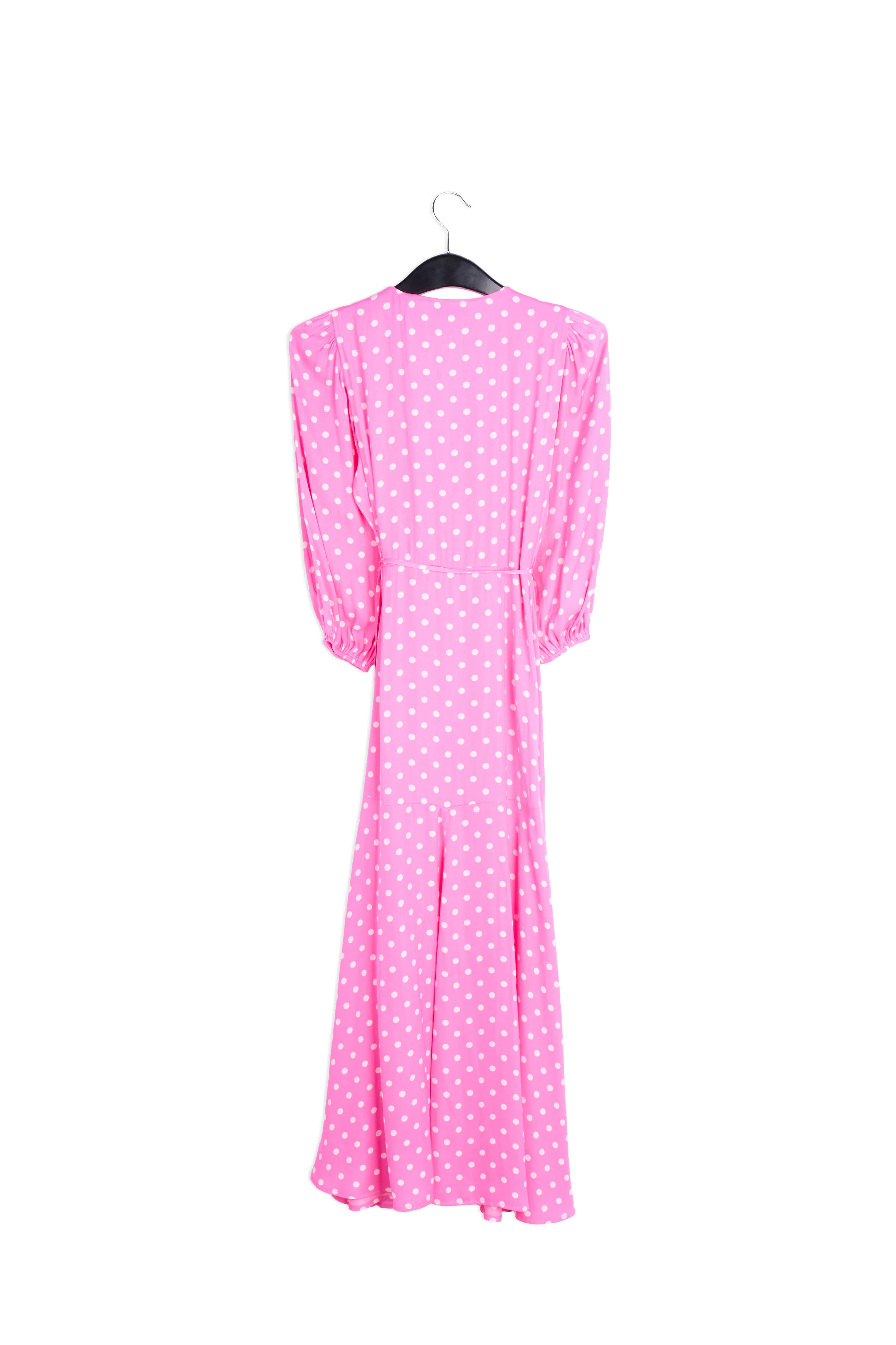 Robe maxi portefeuille rose fluo à pois RE—SSENTIEL | Essentiel second hand