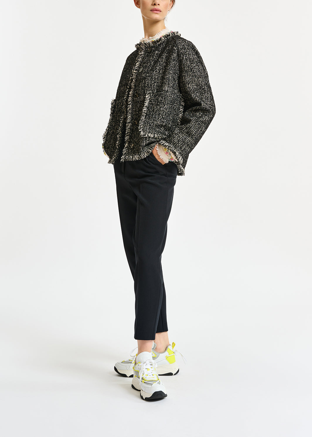 Black and white tweed jacket RE—SSENTIEL | Essentiel second hand
