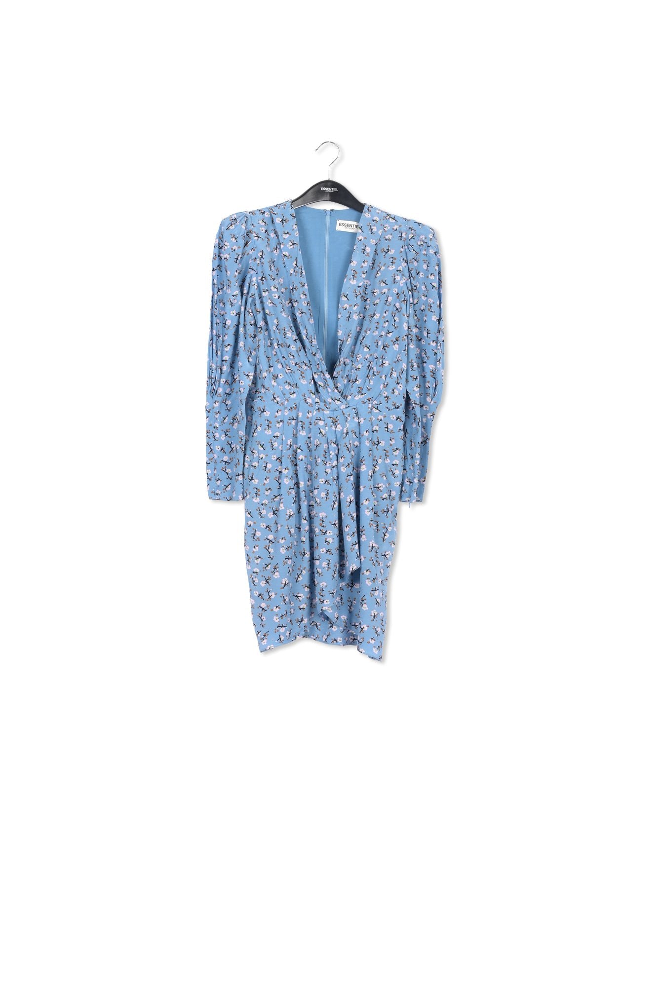 Blue floral-print mini wrap dress RE—SSENTIEL | Essentiel second hand