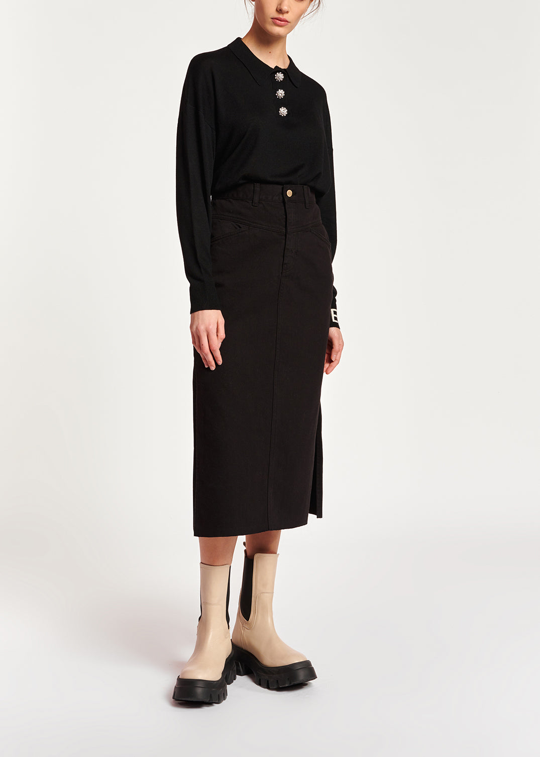 Black high-waisted pencil skirt RE—SSENTIEL | Essentiel second hand
