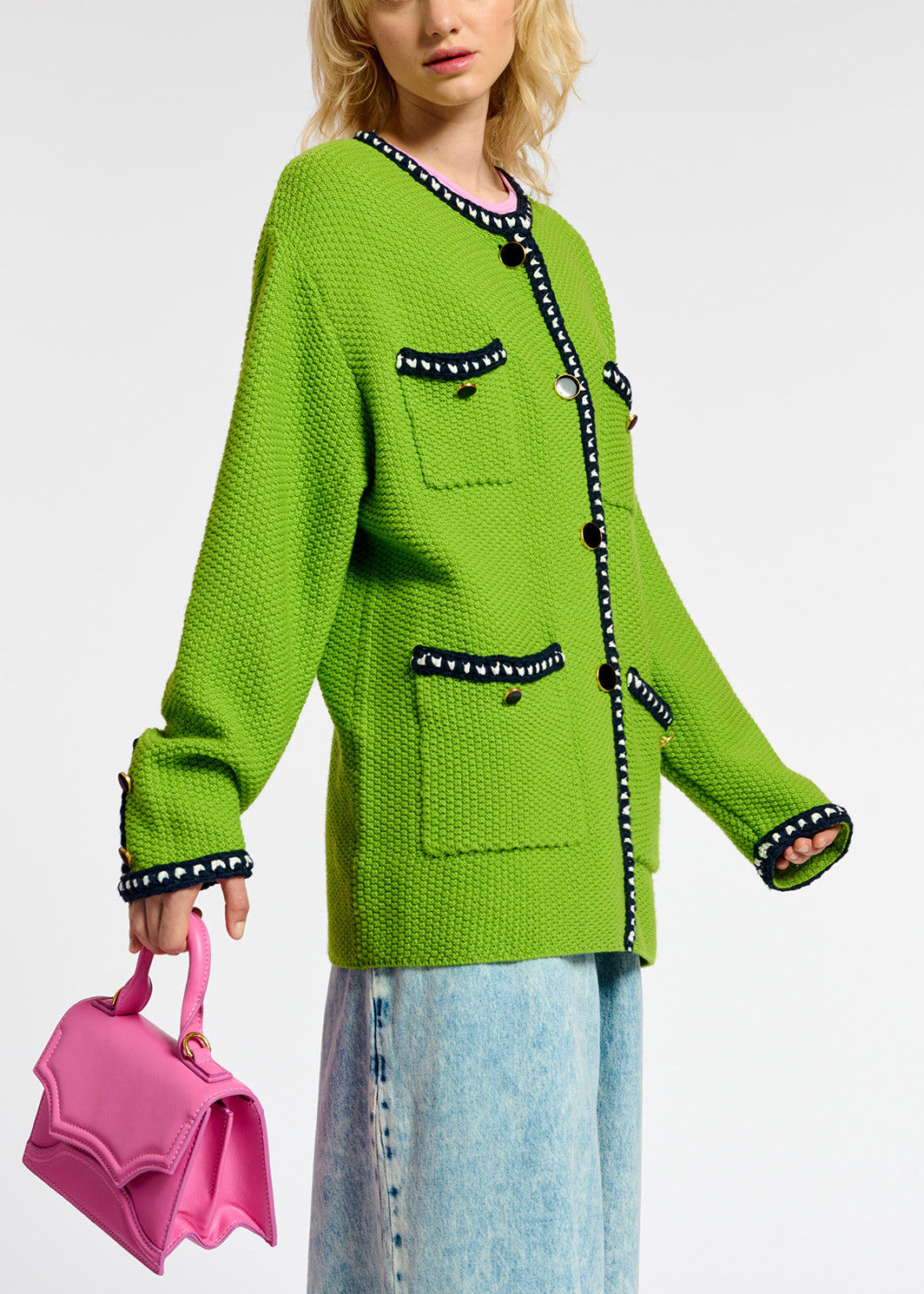 Cardigan vert en laine et coton RE—SSENTIEL | Essentiel second hand