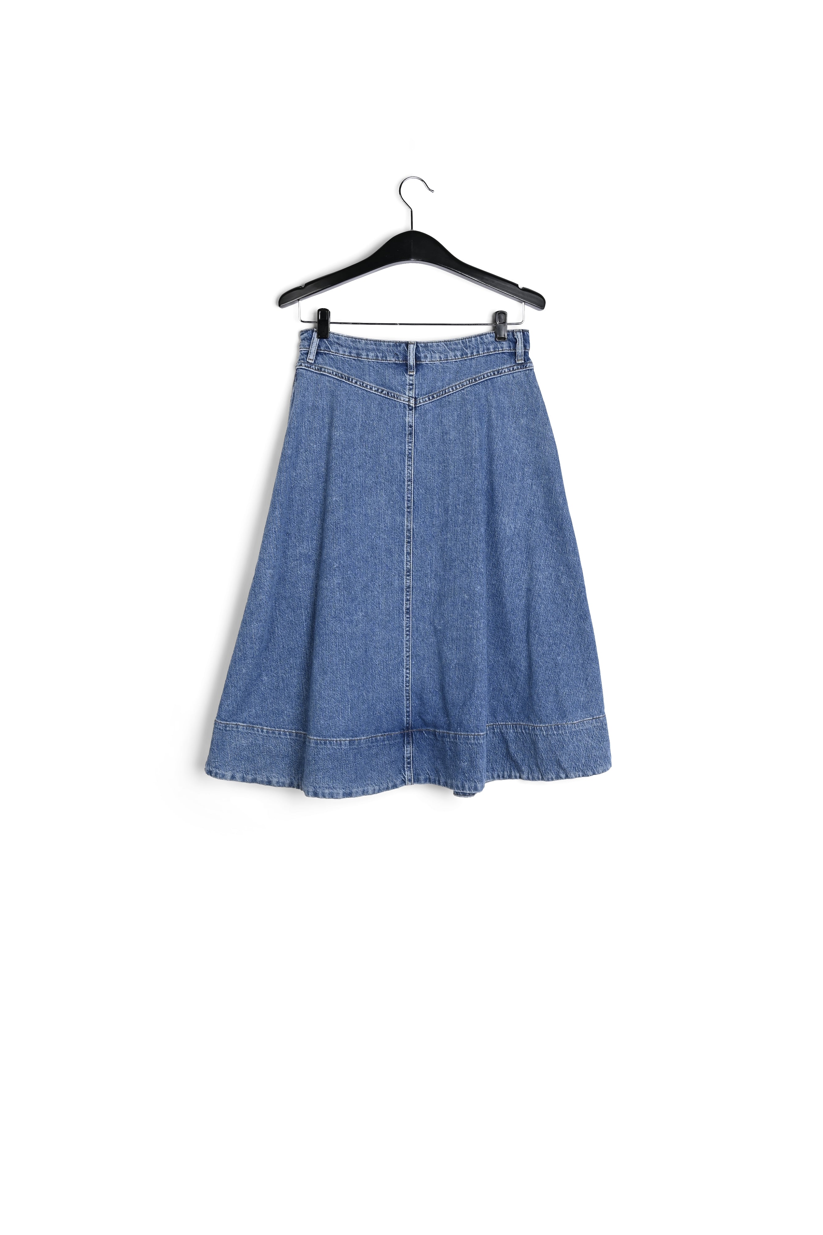 Jupe midi à plis en jean bleu foncé RE—SSENTIEL | Essentiel second hand