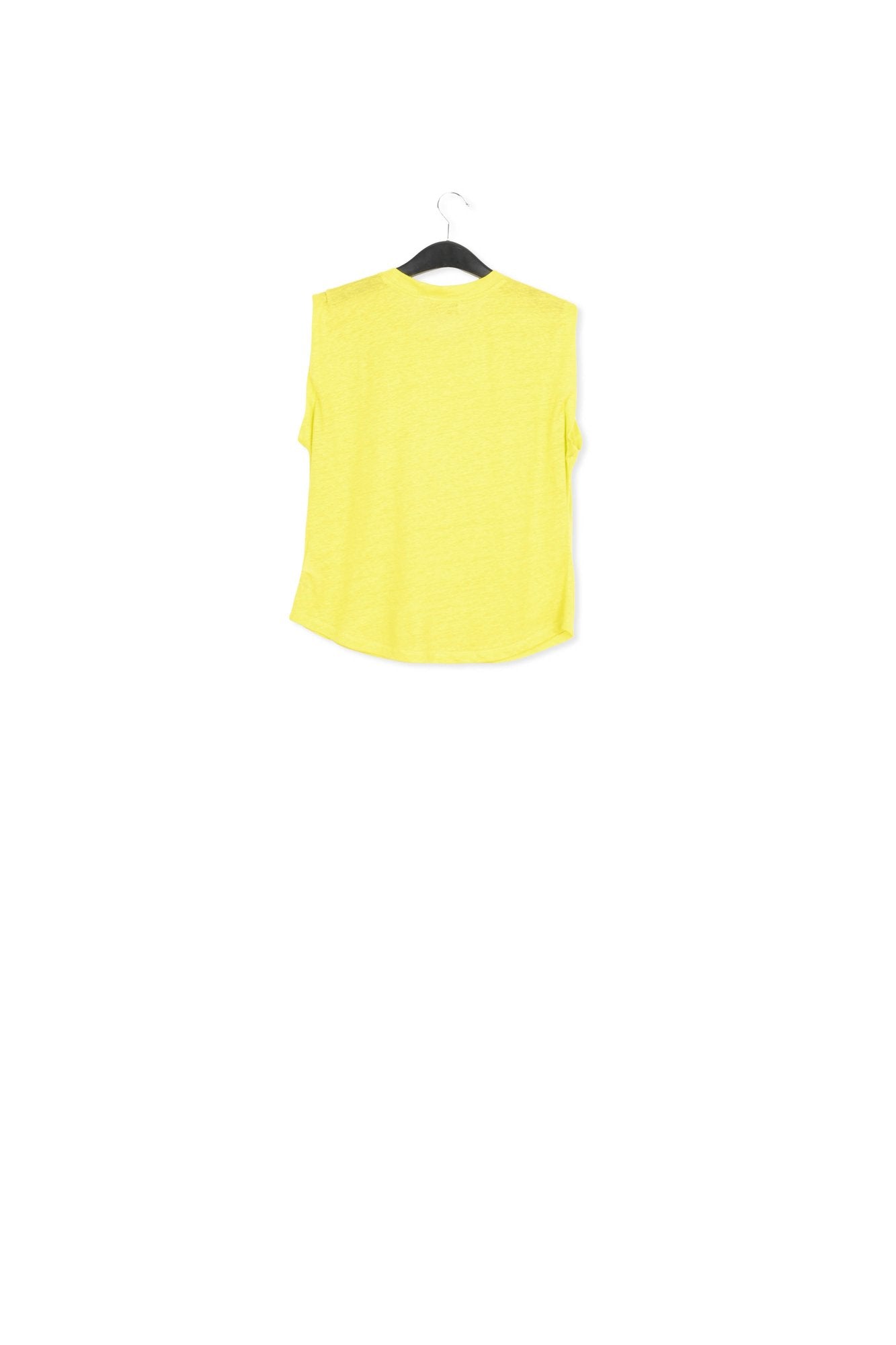 Lime green linen sleeveless T-shirt RE—SSENTIEL | Essentiel second hand