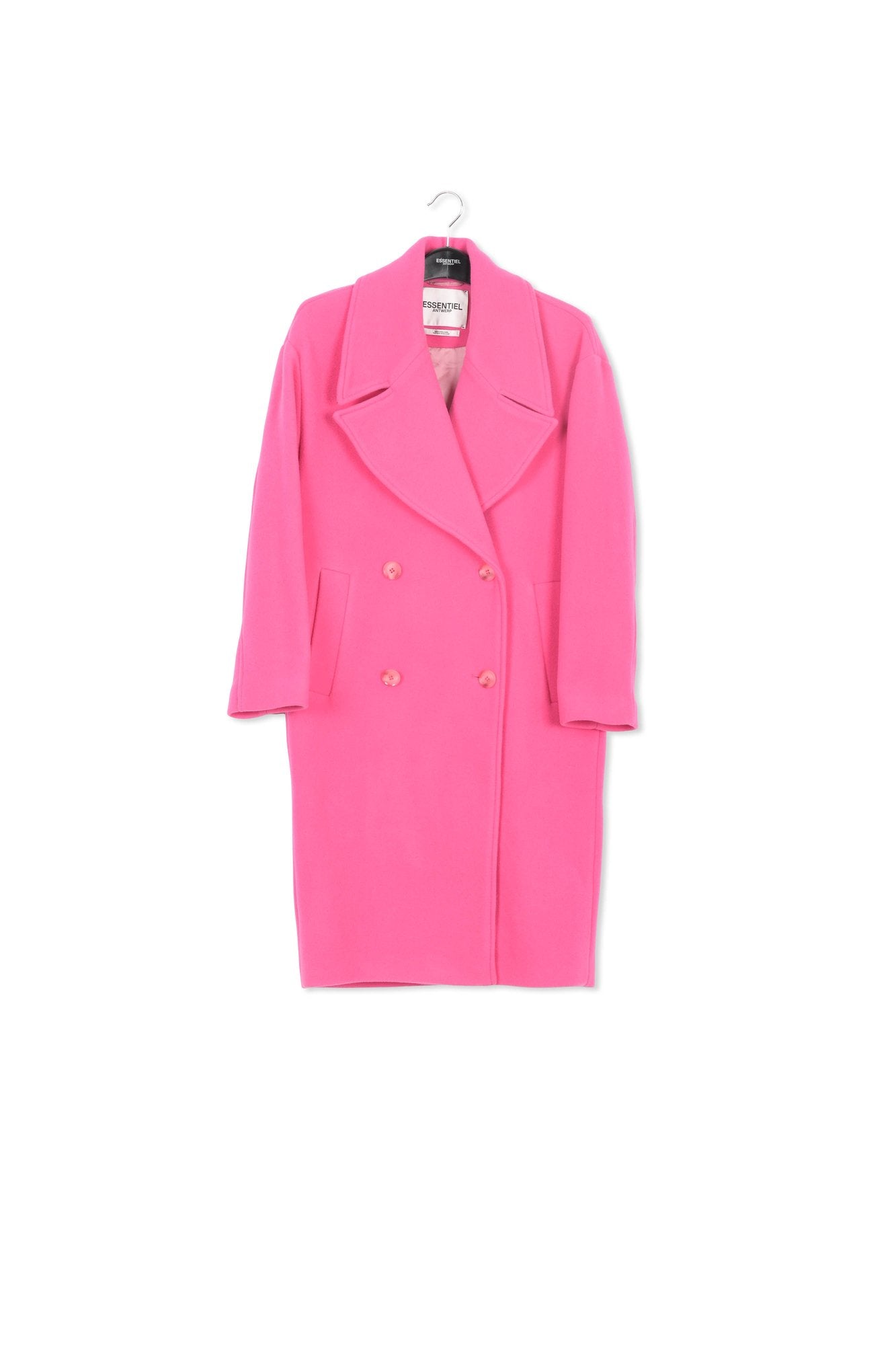 Fluoroze wolmix jas met dubbele knopenrij RE—SSENTIEL | Essentiel second hand