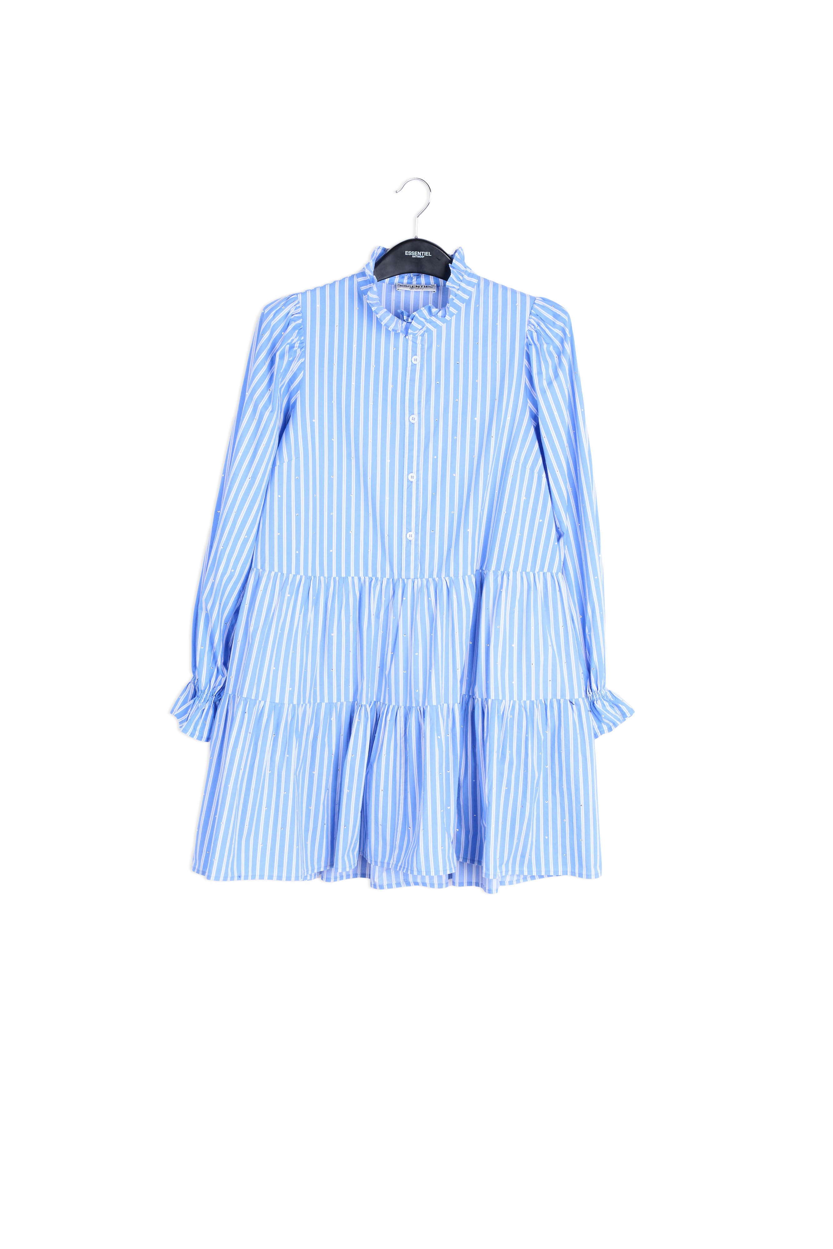 Light blue striped cotton-poplin mini dress RE—SSENTIEL | Essentiel second hand