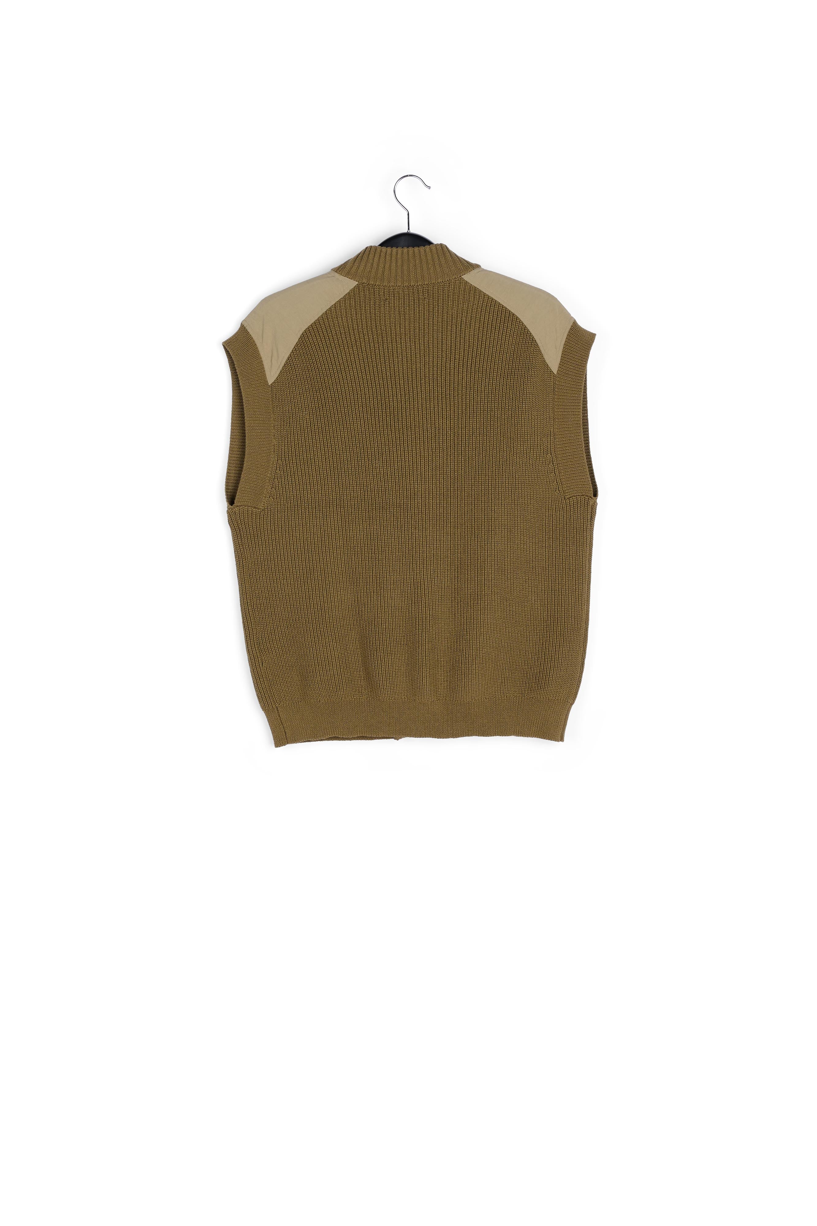 Khaki sleeveless utility-inspired cardigan RE—SSENTIEL | Essentiel second hand
