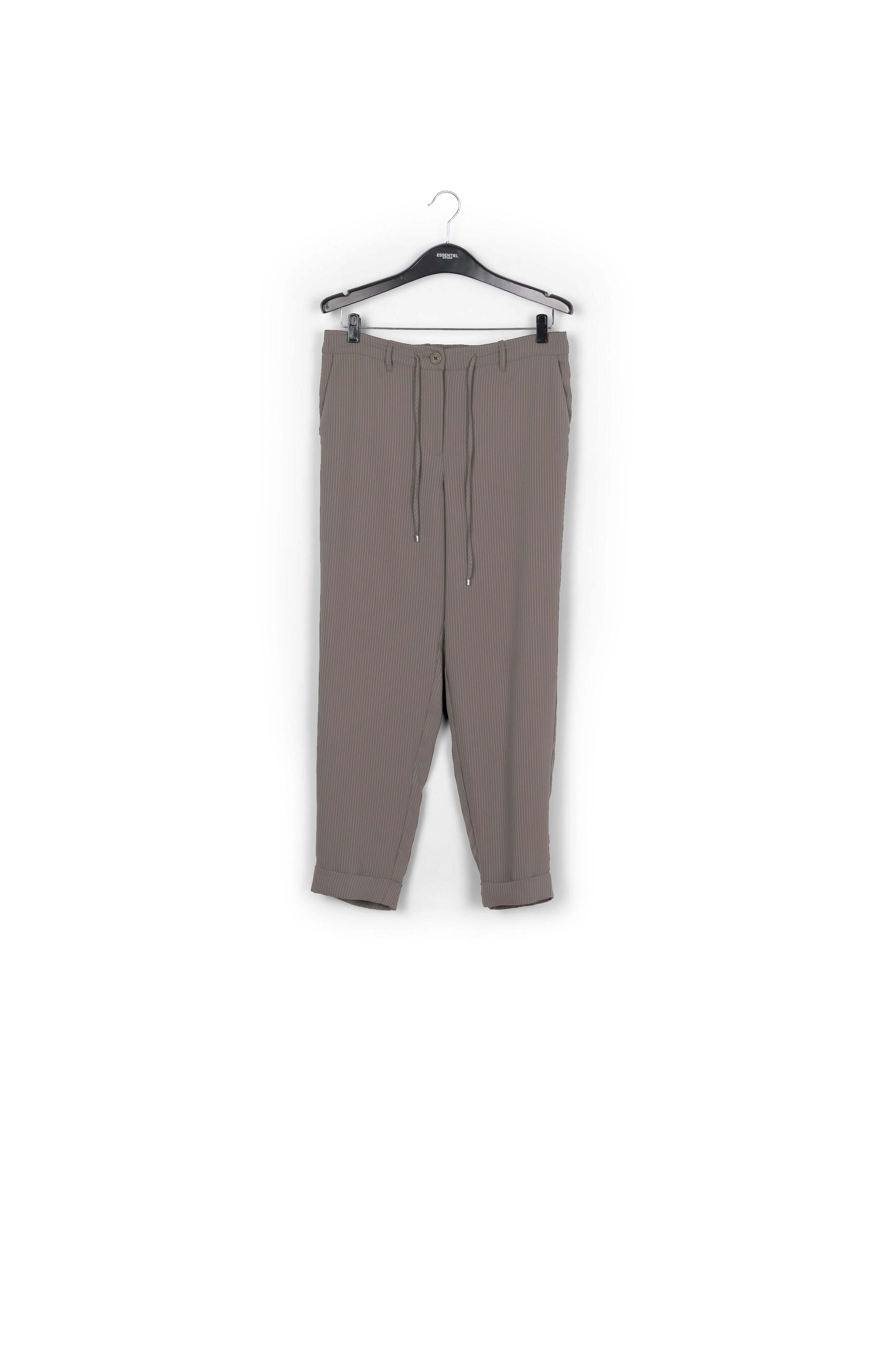 Pantalon près du corps gris à rayures RE—SSENTIEL | Essentiel second hand
