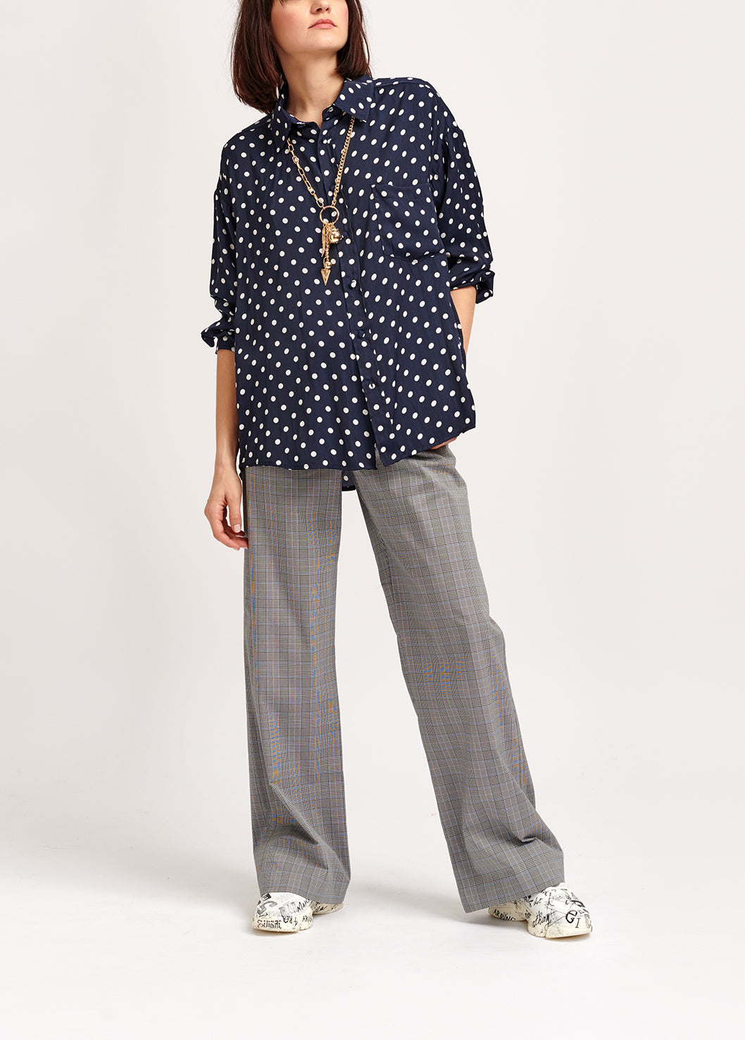 Grey plaid track pants RE—SSENTIEL | Essentiel second hand