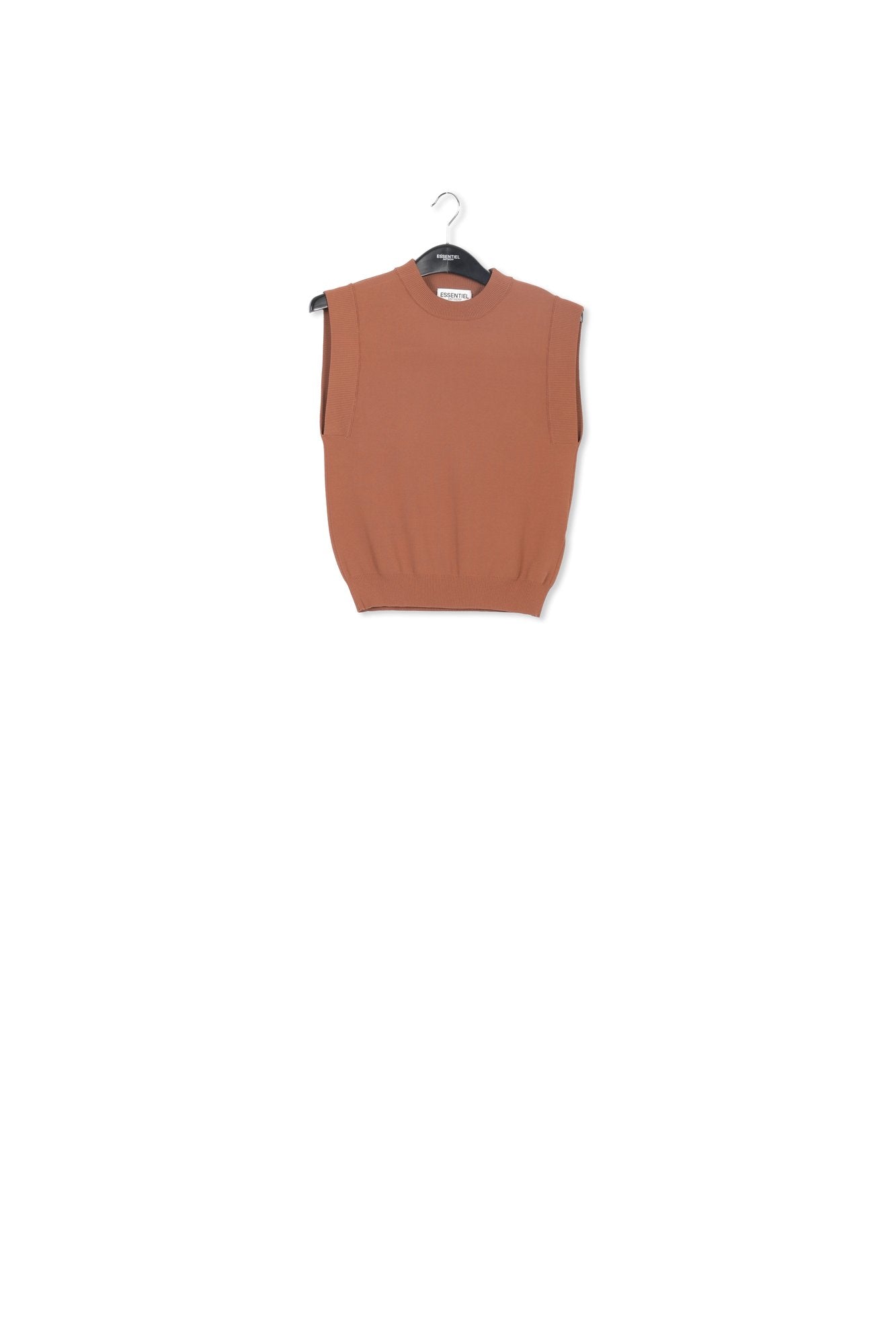 Brown sleeveless knitted top RE—SSENTIEL | Essentiel second hand