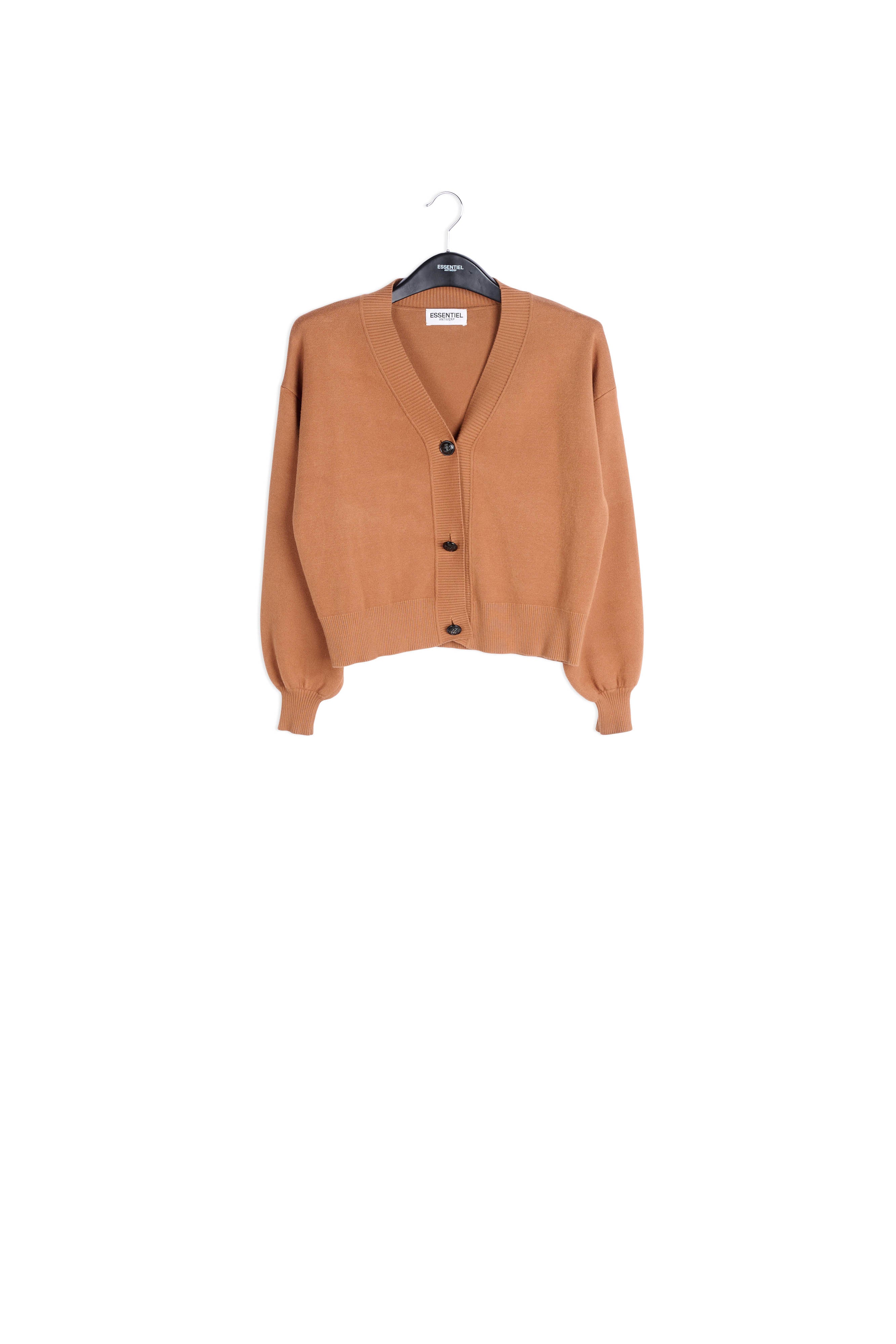 Camel relaxte cardigan met V-hals RE—SSENTIEL | Essentiel second hand