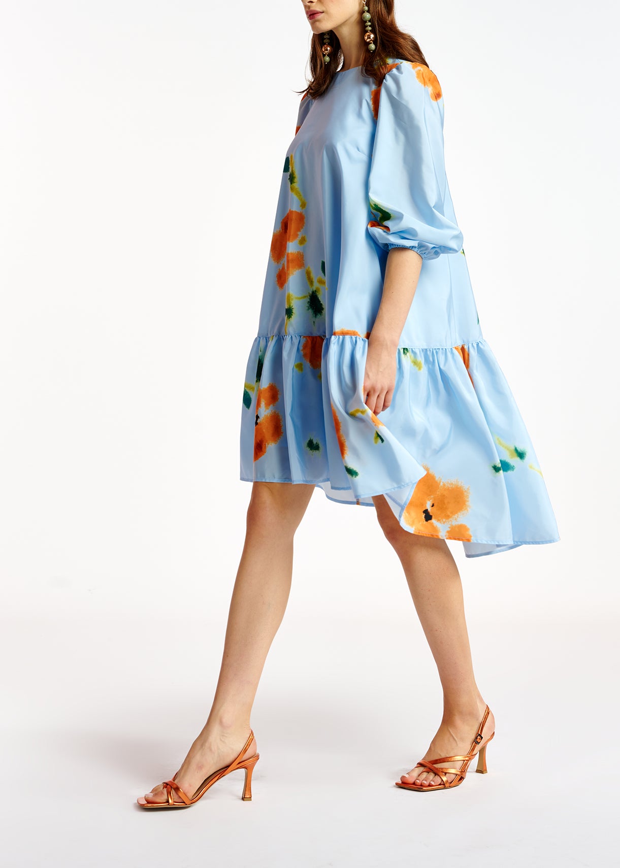 Blue floral print oversized mini dress RE—SSENTIEL | Essentiel second hand